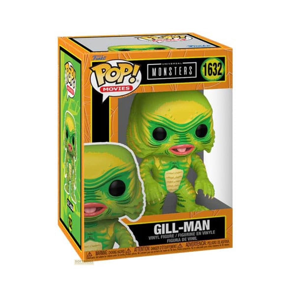 Figura verde di Gill-Man da Universal Monsters, nella sua scatola.