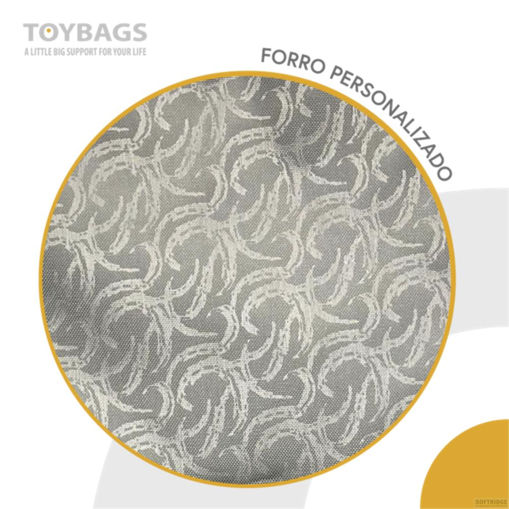 Tessuto grigio con motivo a vortice bianco, incorniciato da un cerchio giallo.