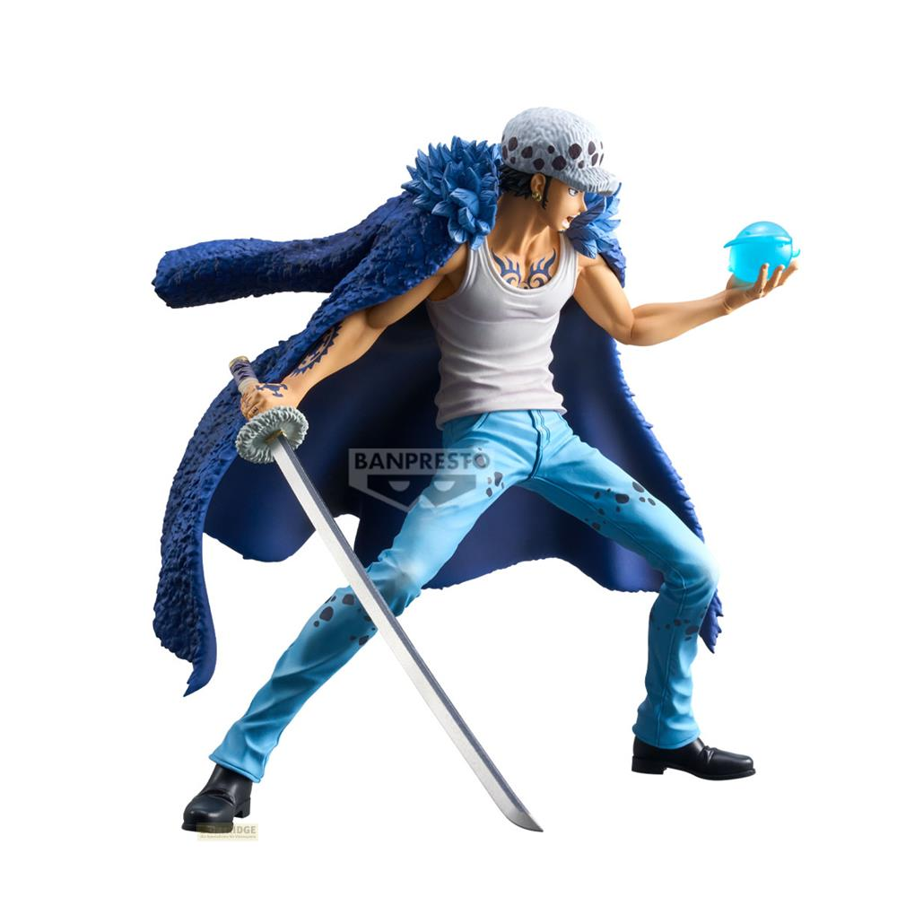 Actionfigur eines Mannes in blauer Jeans, weißem Tanktop, blauem Umhang, hält Schwert und leuchtende Kugel.