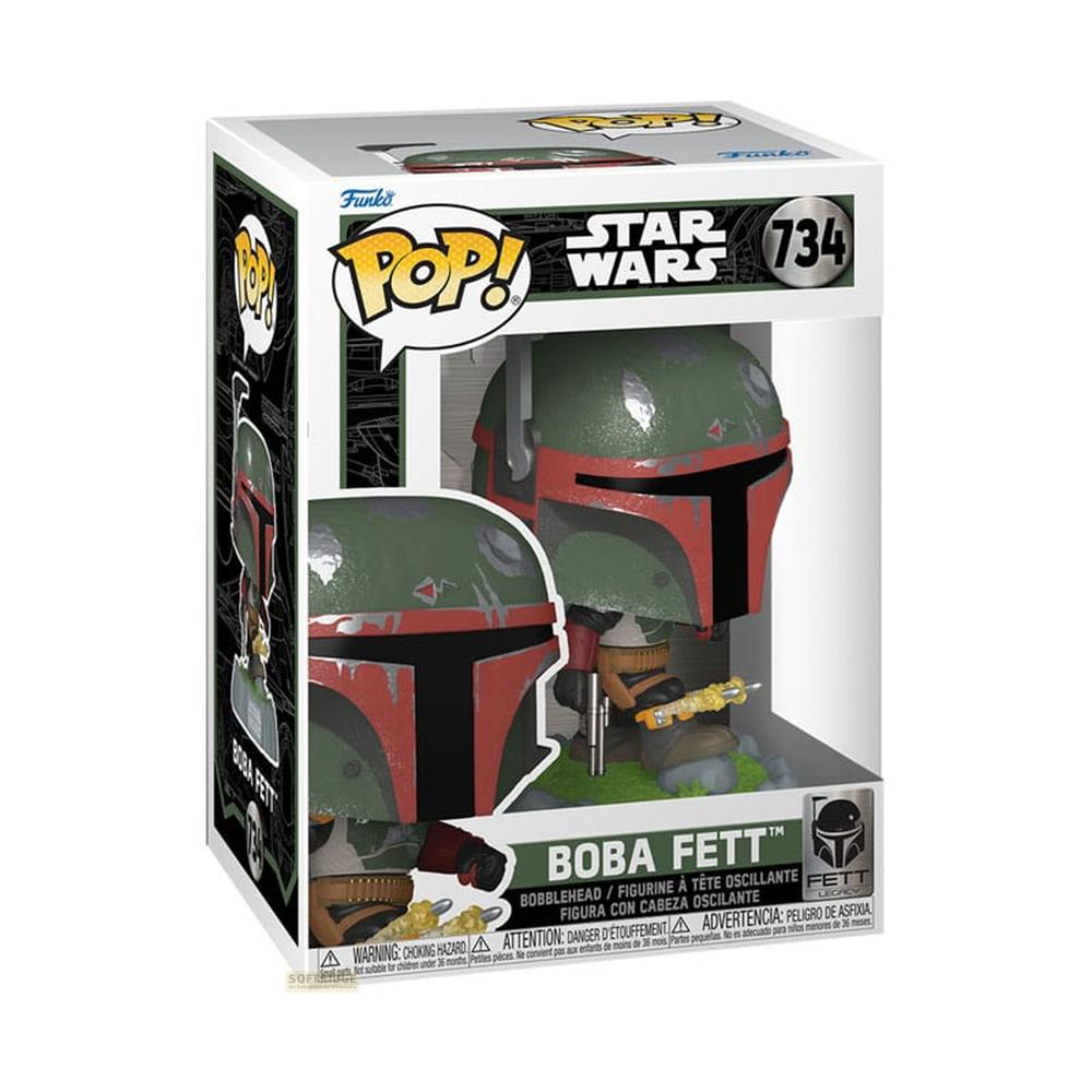 Figura Funko Pop! Boba Fett in scatola con logo Star Wars.