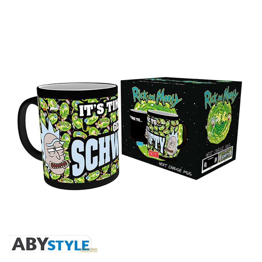 Taza y empaque de Rick y Morty con diseño activado por calor.