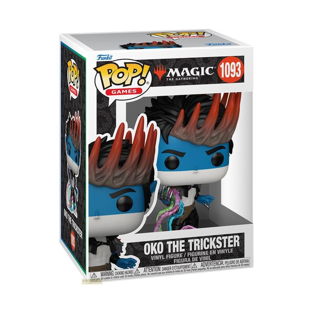 Action figure Funko Pop! di Oko il Trickster da Magic The Gathering nella scatola.