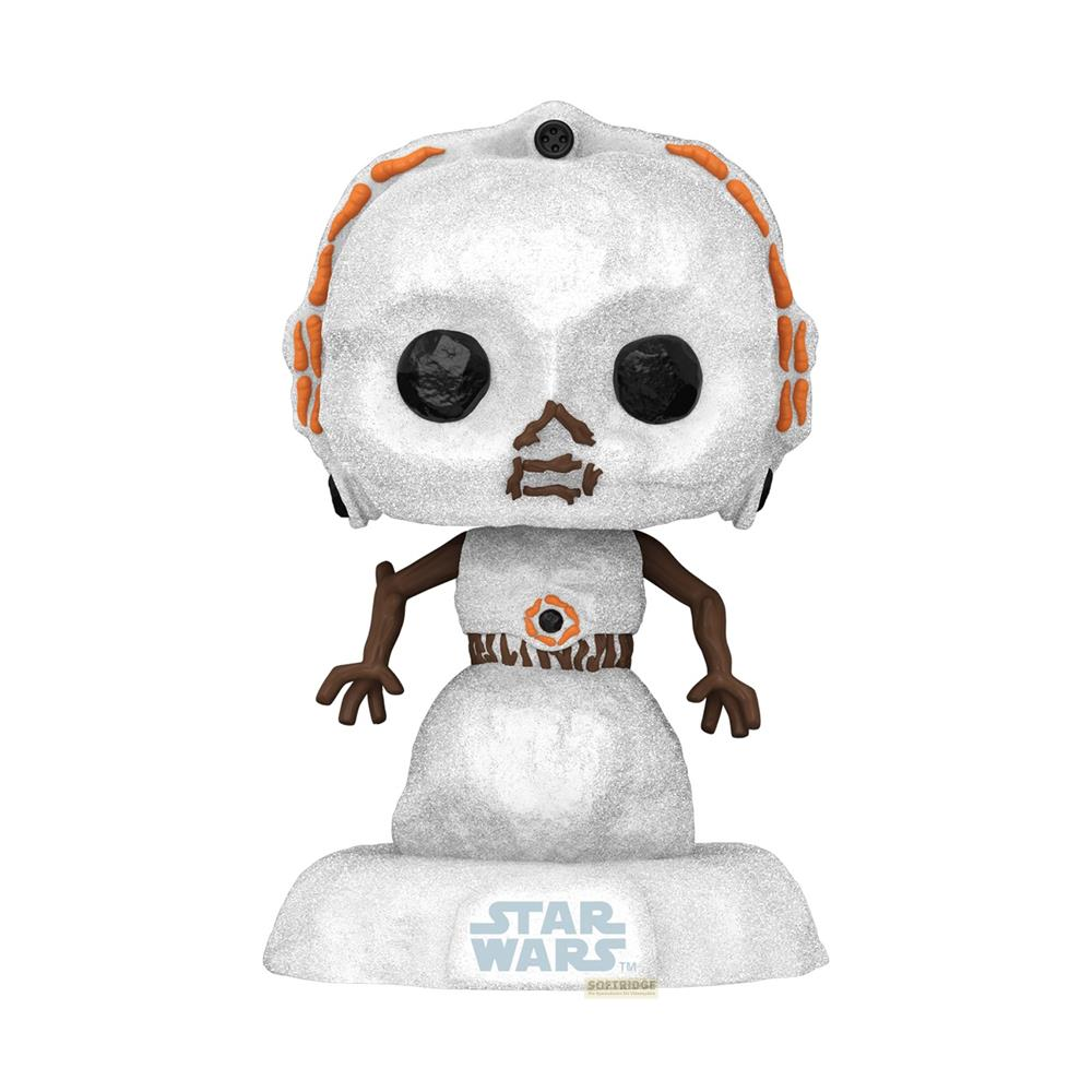 Action figure Funko Pop bianca di Star Wars con accenti arancioni su base.