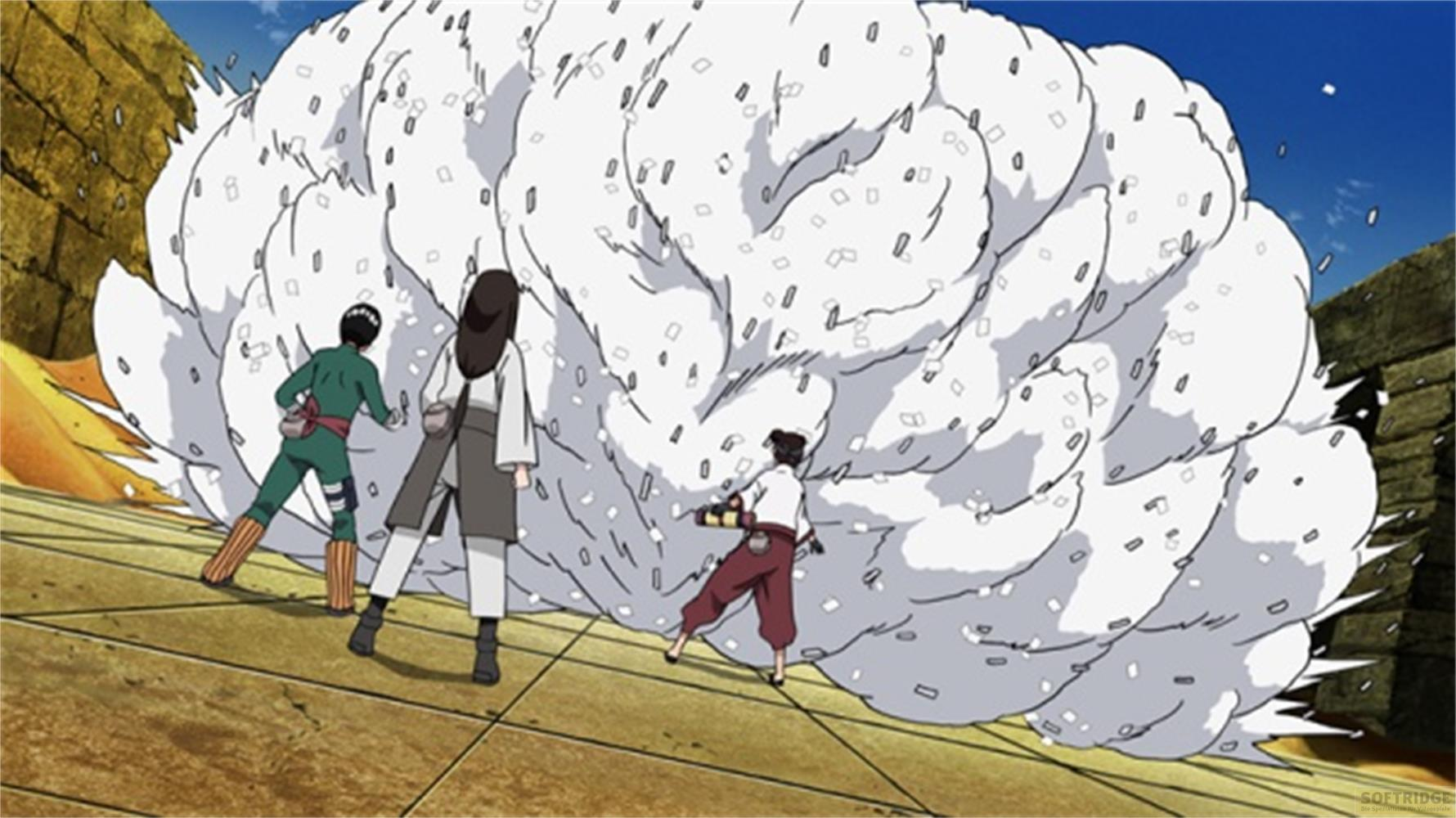 Tre figure davanti a una nuvola bianca gigante piena di piccoli quadrati.