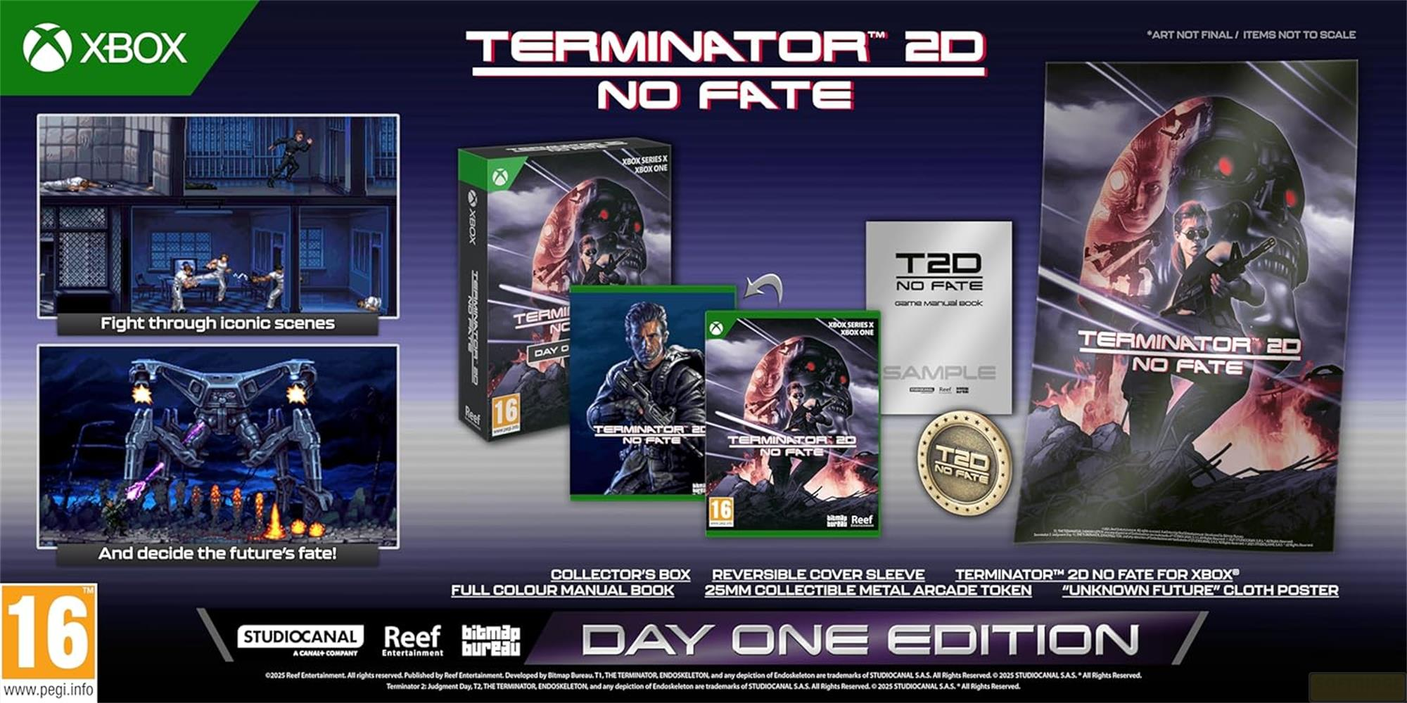 Terminator 2: Judgment Day Edizione Giorno Uno per Xbox con gioco, manuale e token.
