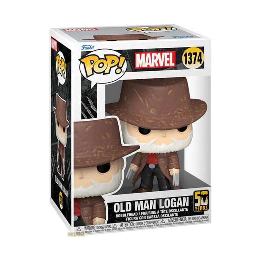 Action figure Funko Pop! 'Old Man Logan': cappello marrone, camicia rossa, artigli.