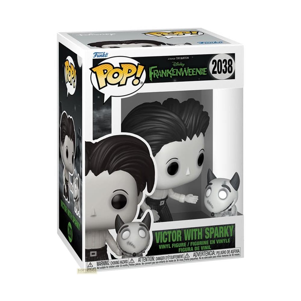 Figura Funko Pop! de vinilo de Victor con Sparky de Frankenweenie en caja.