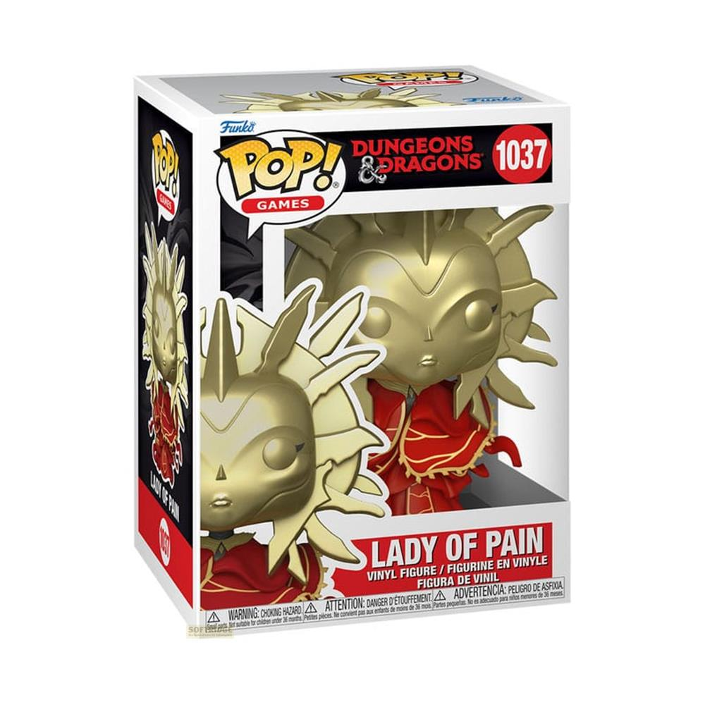 Złota figurka Funko Pop! Lady of Pain z Dungeons & Dragons w pudełku.