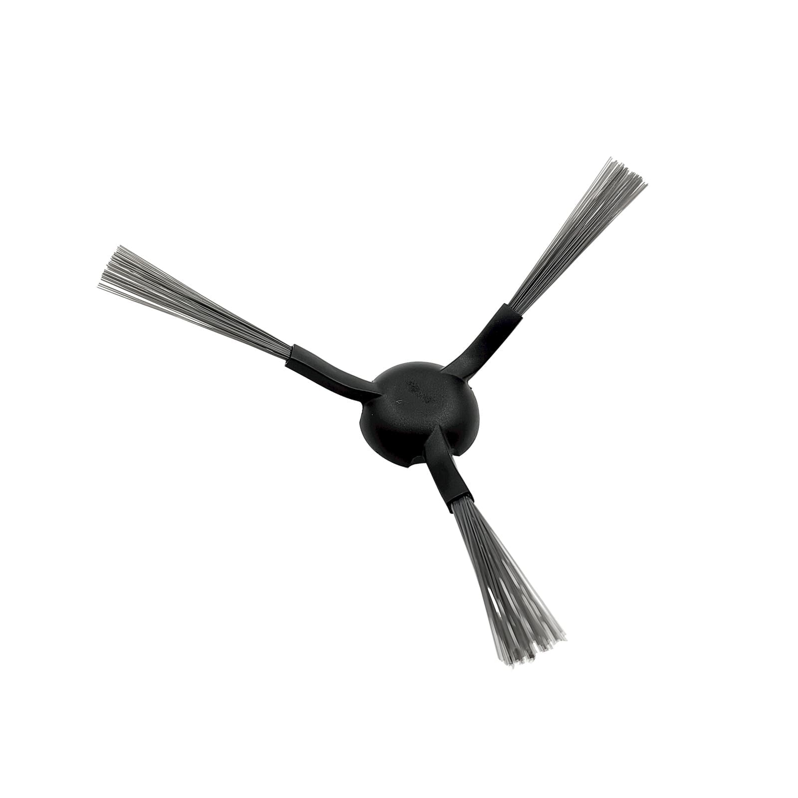 Une tête de brosse rotative noire à trois bras et poils gris.