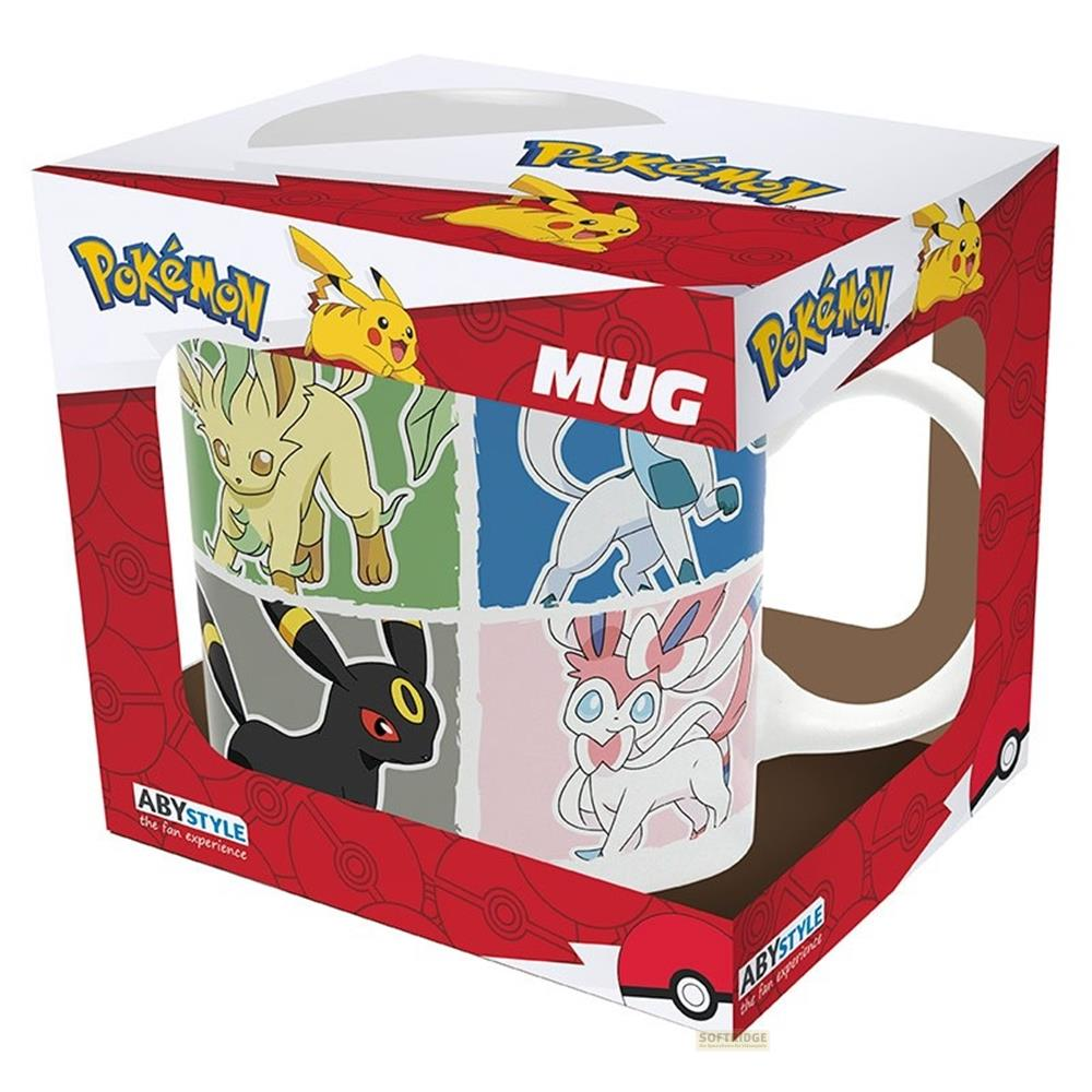 Pokemon Tassenbox mit Pikachu, Leafeon, Umbreon, Glaceon und Sylveon Kunst.