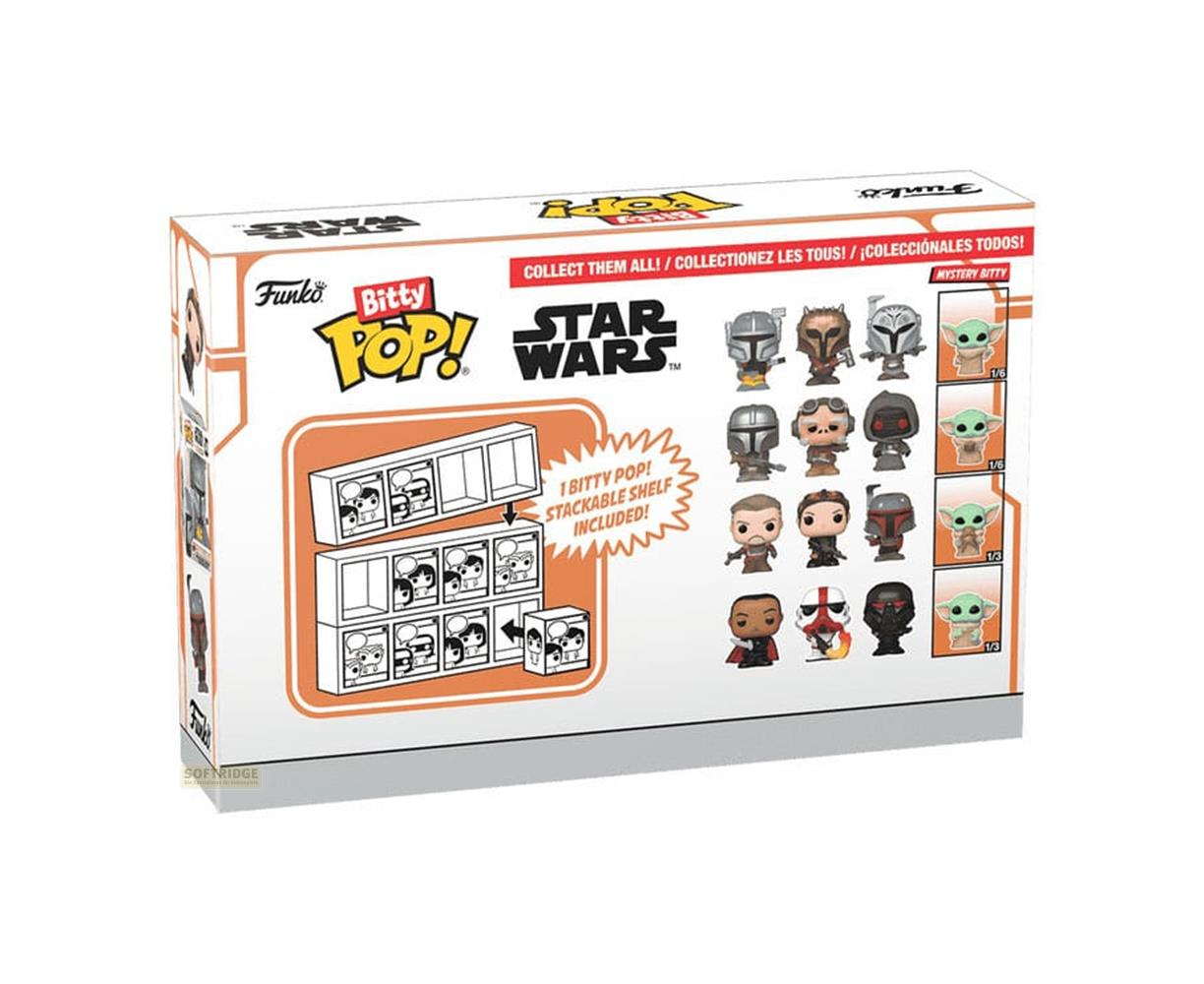 Funko Star Wars Bitty Pop! doos met diverse figuren en een stapelbare plank.