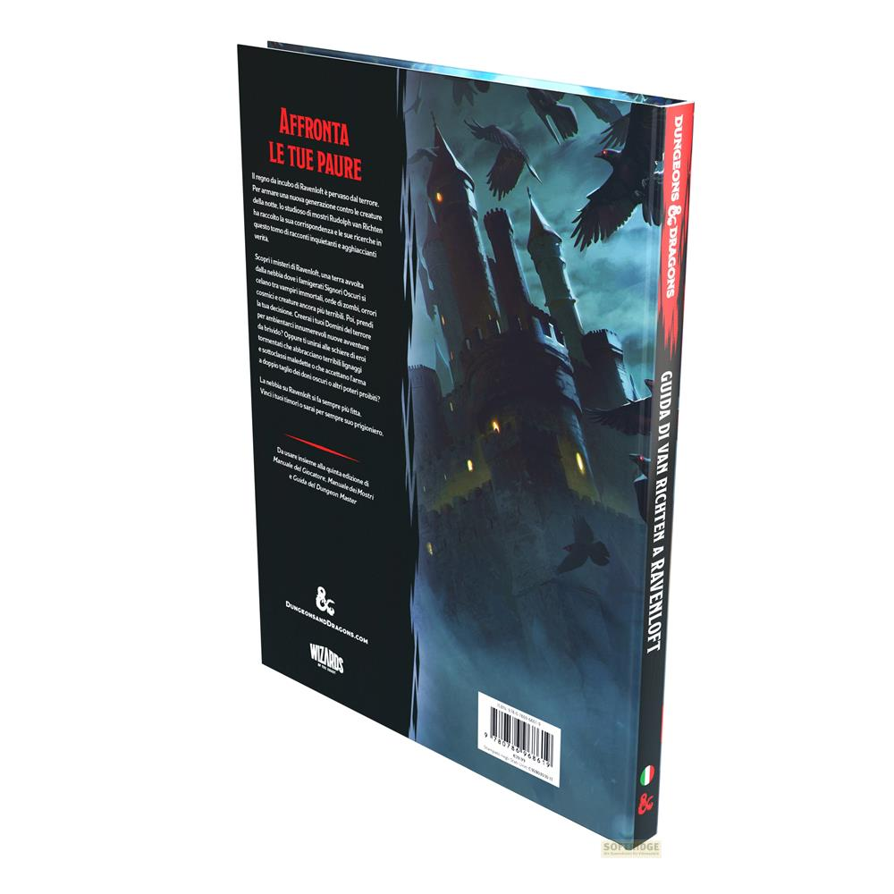 Ein Buchrücken mit einem dunklen Schloss, Raben und dem Titel 'Ravenloft'.