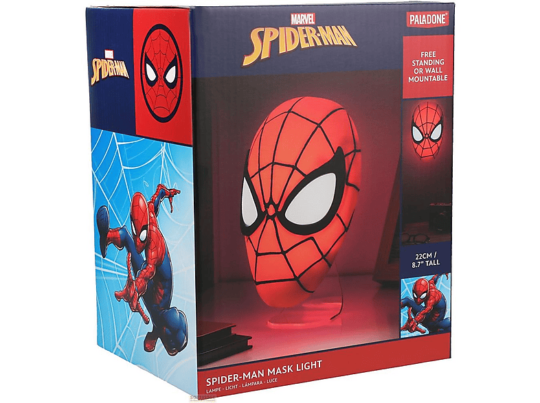 MARVEL マーベル PALADONE Lámpara de mesa | SPIDER-MAN - LAMPARA MASCARA PALADONE, Rojo