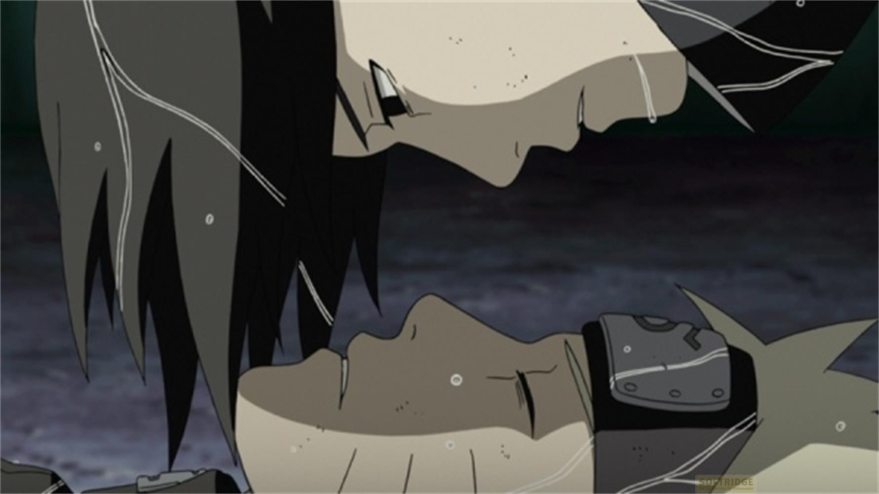 Due personaggi anime in lacrime, vicini tra loro.