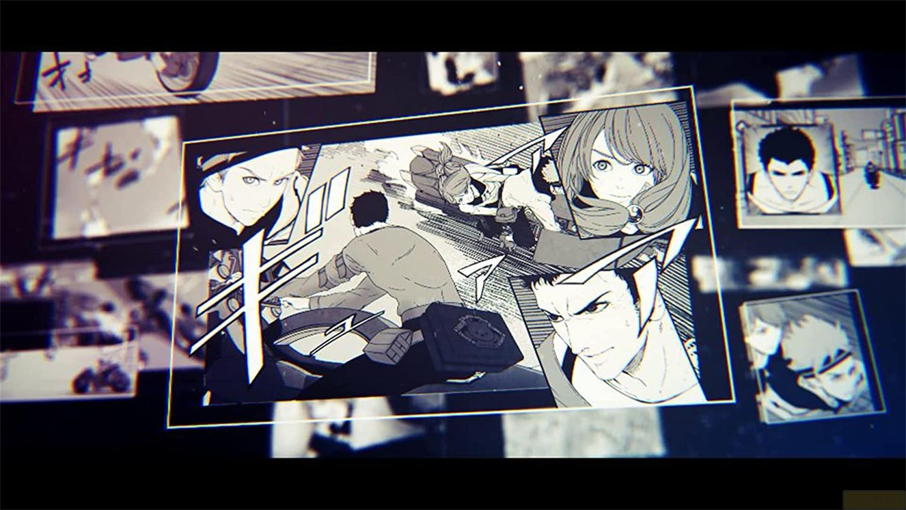 Anime-Stil-Collage mit mehreren Panels, die Charaktere und Actionszenen zeigen.