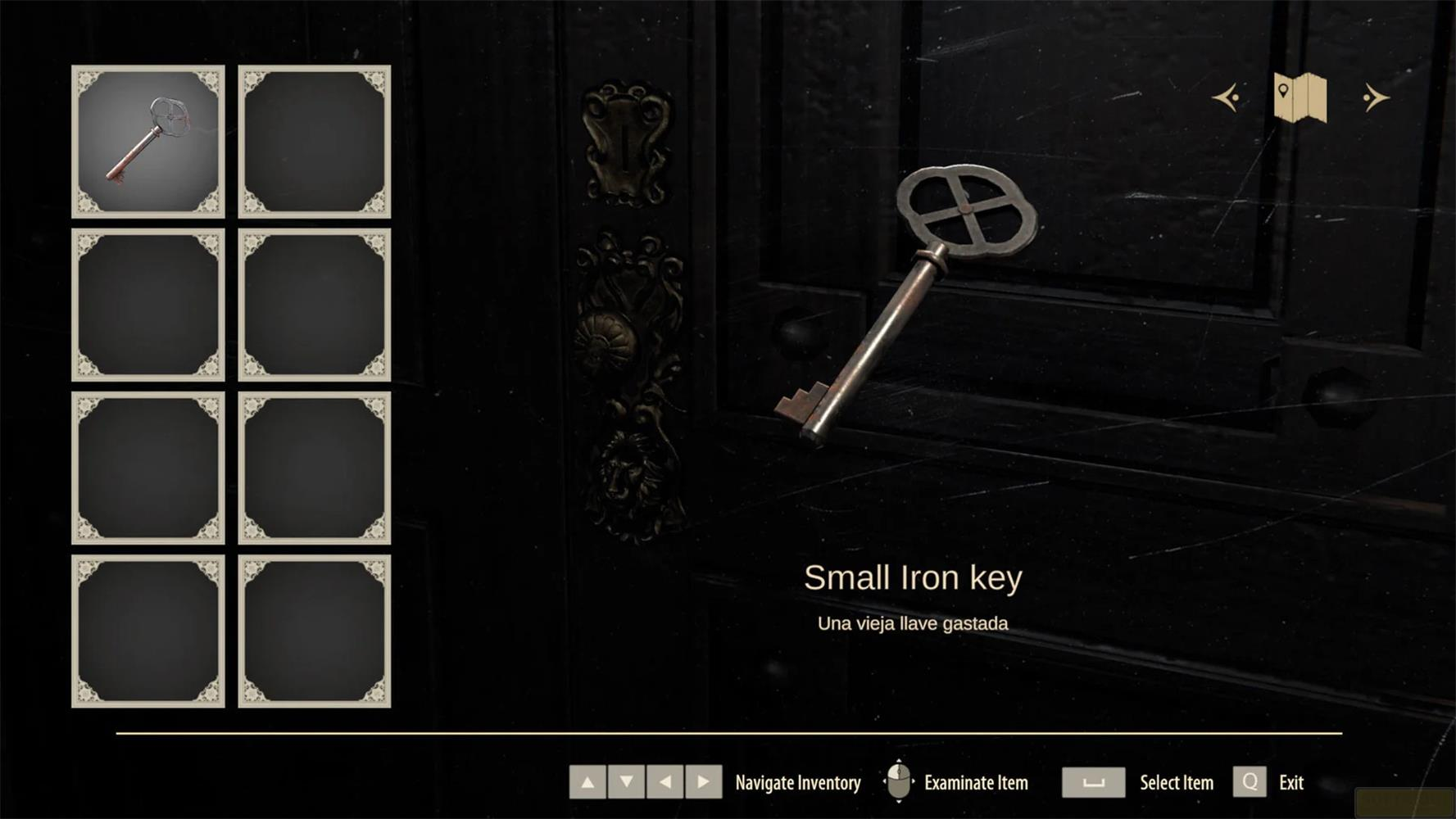 Ikona małego żelaznego klucza z wyświetlaczem ekwipunku.