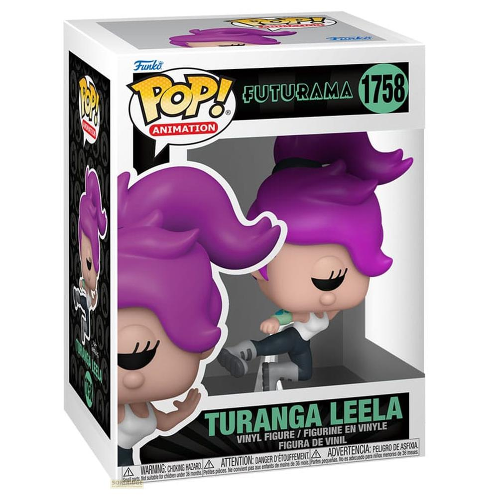 Action figure Funko Pop! di Turanga Leela da Futurama nella sua scatola.