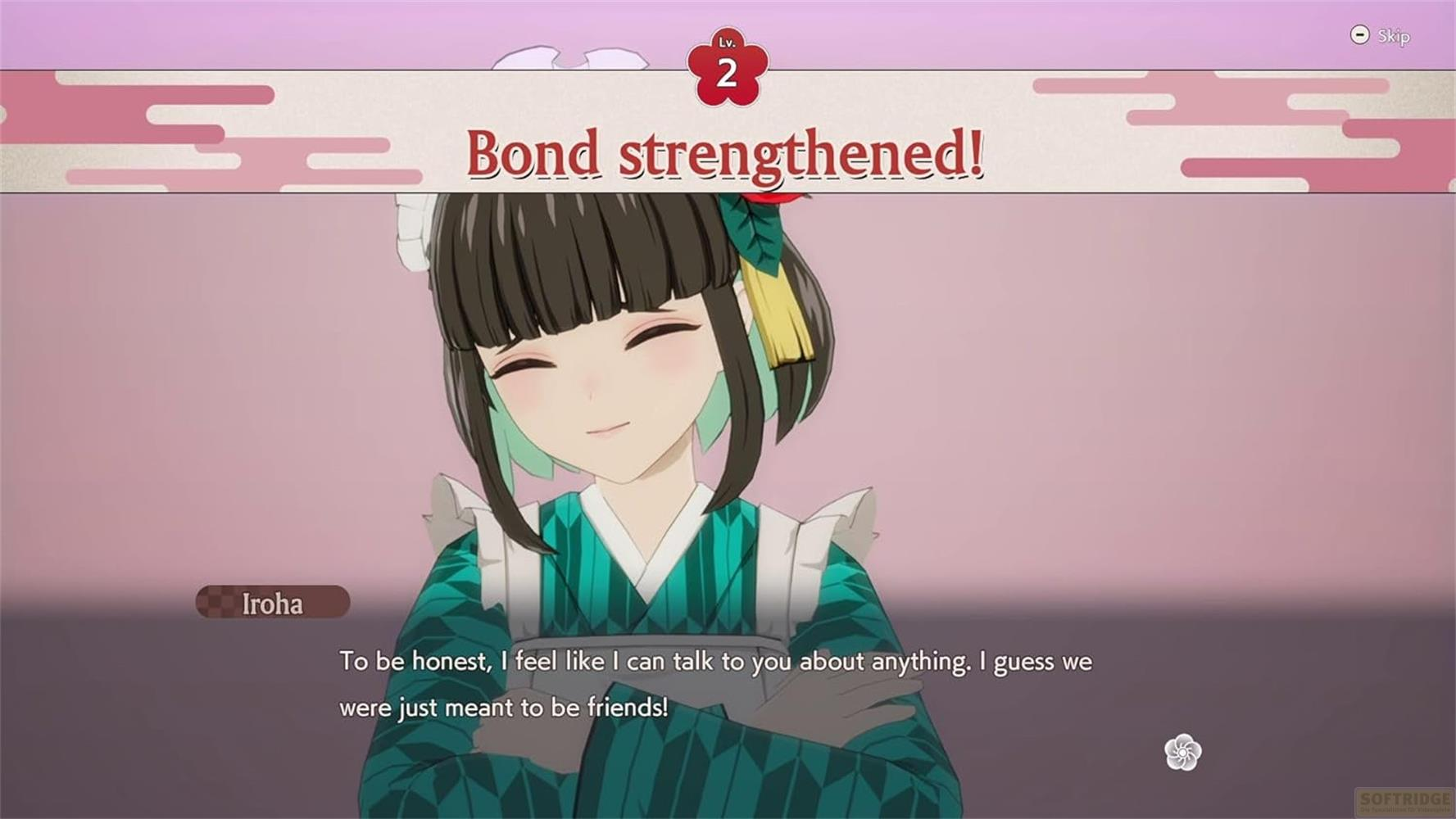 Ragazza anime dai capelli scuri in kimono verde. Legame rafforzato!