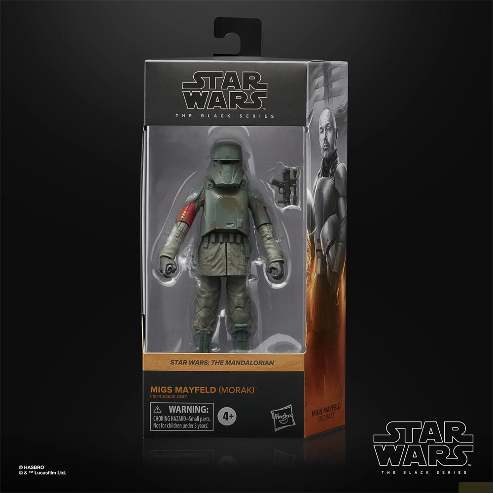 Action figure Star Wars Migs Mayfeld in scatola con accessori.