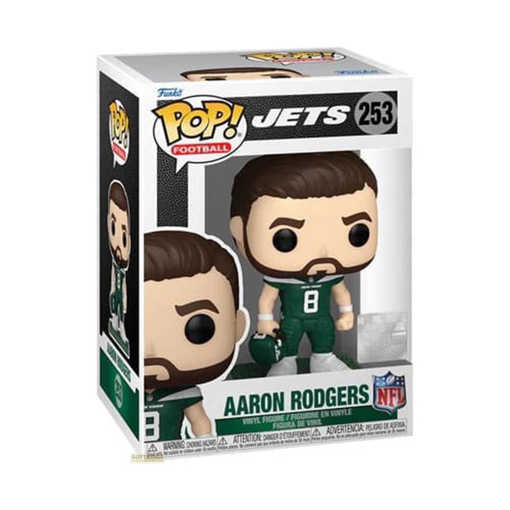 Funko Pop! Aaron Rodgers Vinylfigur in Jets-Trikot mit Helm.