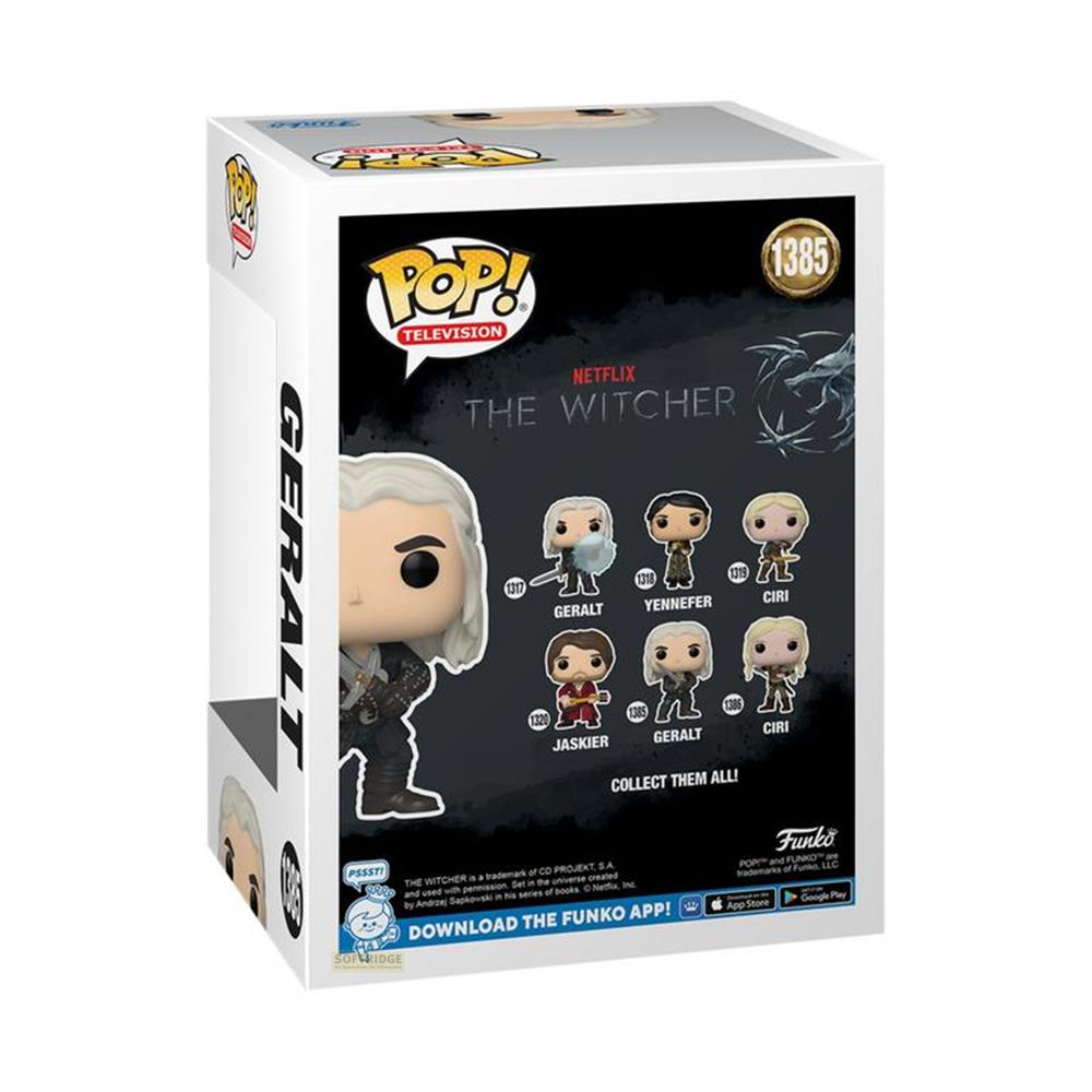 Scatola Funko Pop di The Witcher di Netflix, con Geralt e altri personaggi.
