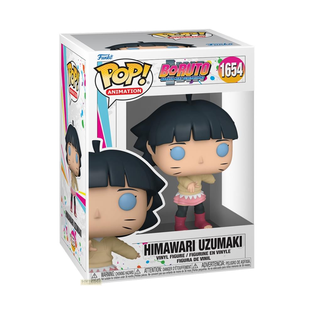 Action figure Funko Pop! di Himawari Uzumaki da Boruto, nella sua scatola a tema anime.