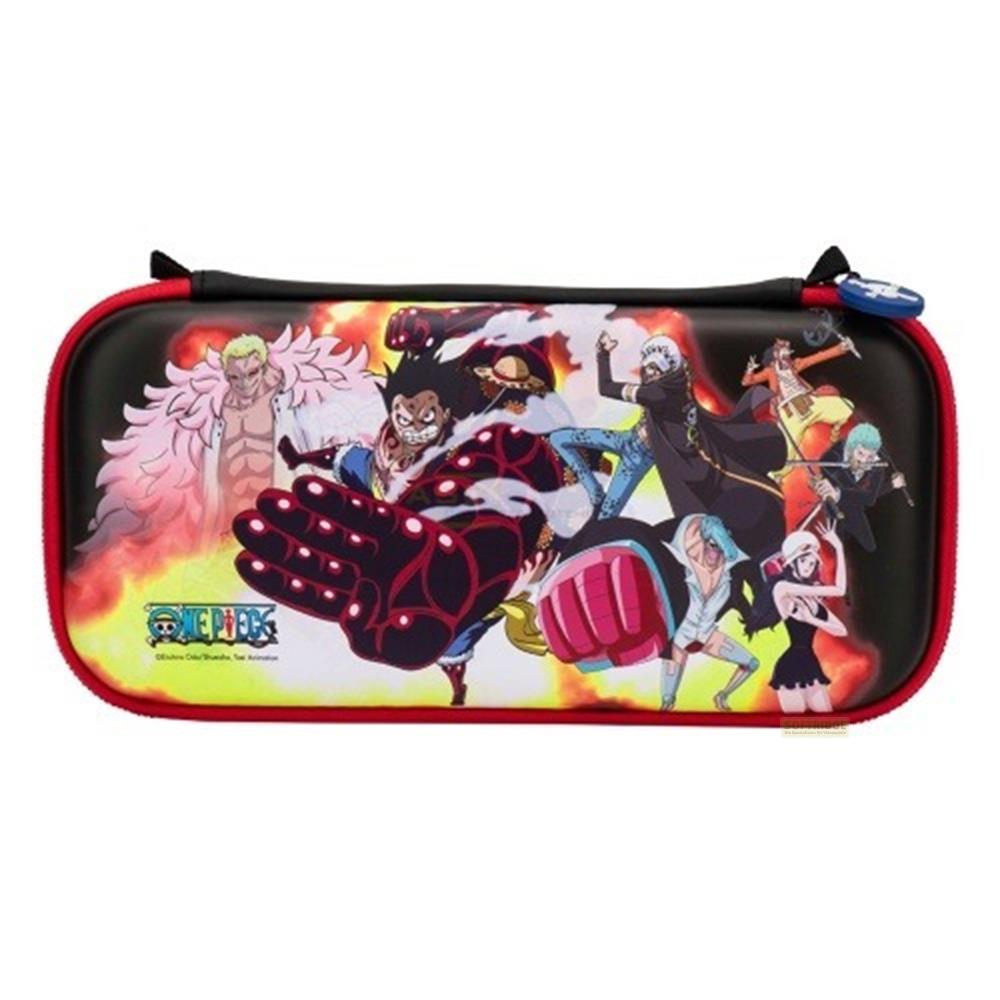 Una bolsa con personajes de One Piece en colores vibrantes y poses dinámicas.