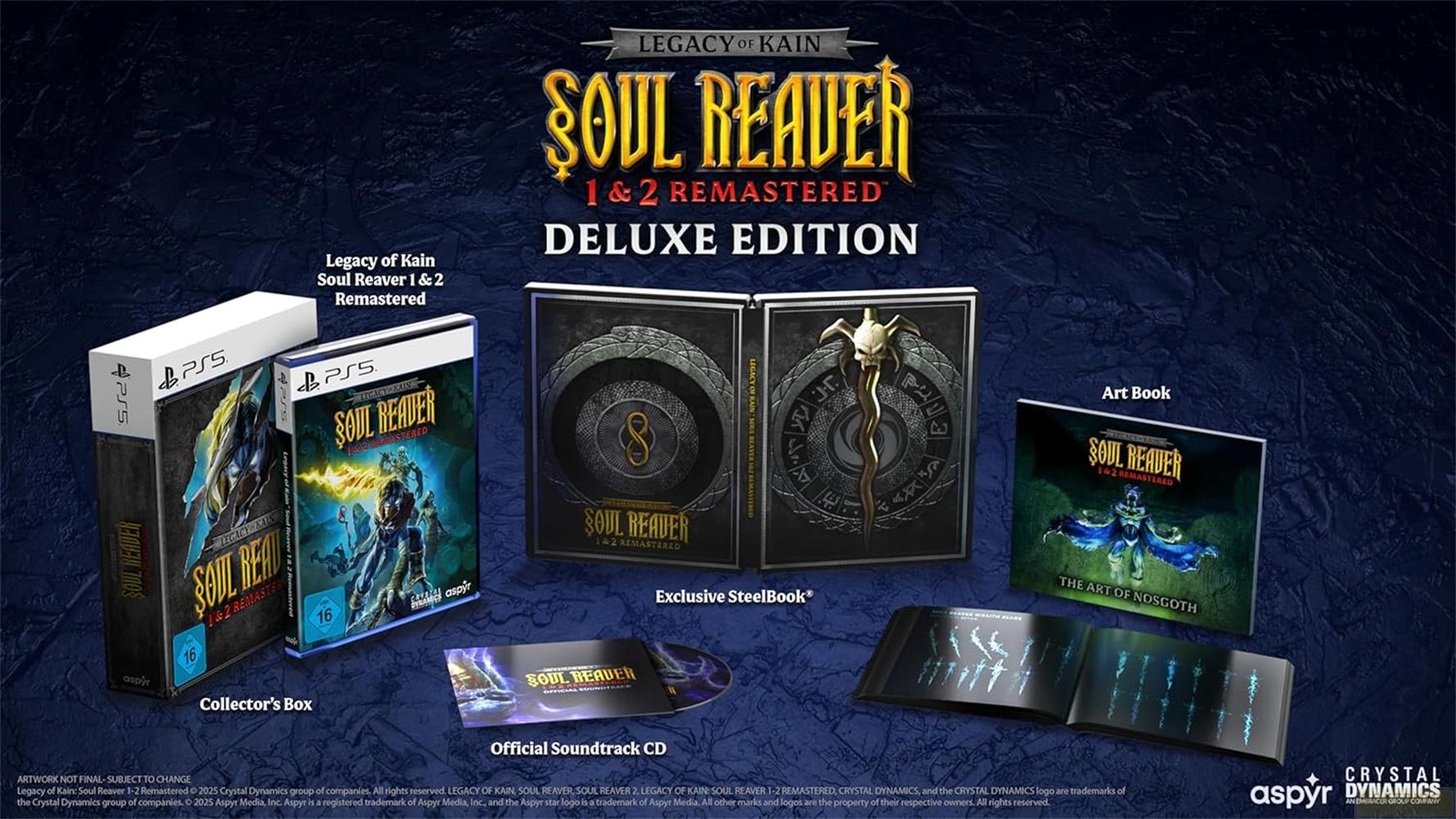 Legacy of Kain: Soul Reaver Deluxe Edition PS5-Spiele, Steelbook, Artbook, CD.