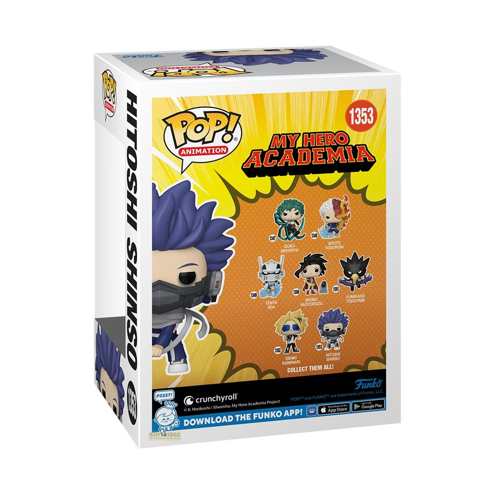 Funko Pop Hitoshi Shinsō-Figur. Die Verpackung zeigt weitere Charaktere.