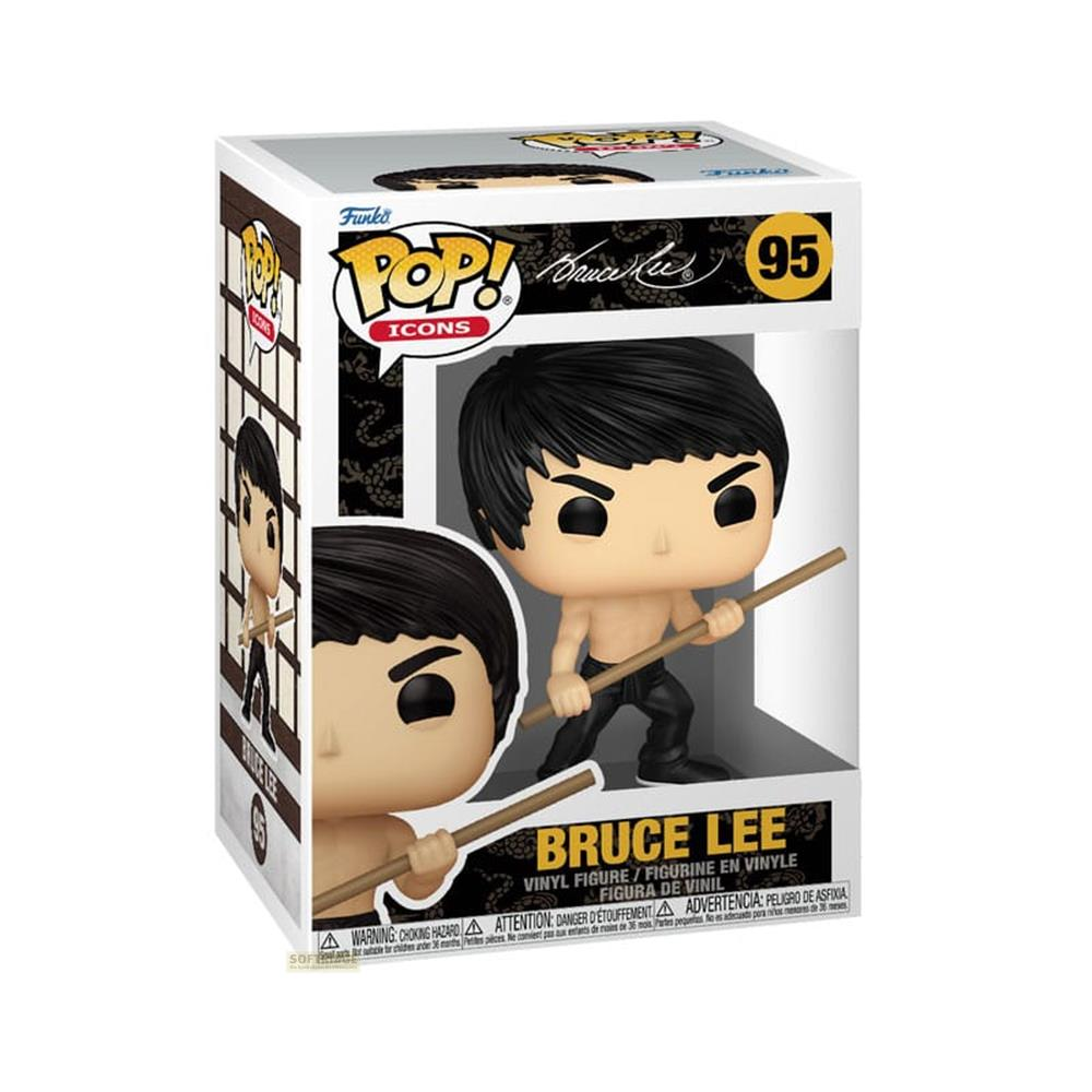 Figura Funko Pop Bruce Lee con nunchaku en caja, número 95.