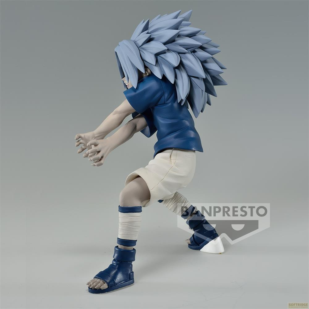Una figura con pelo azul y ropa azul se arrodilla, apretando los puños.