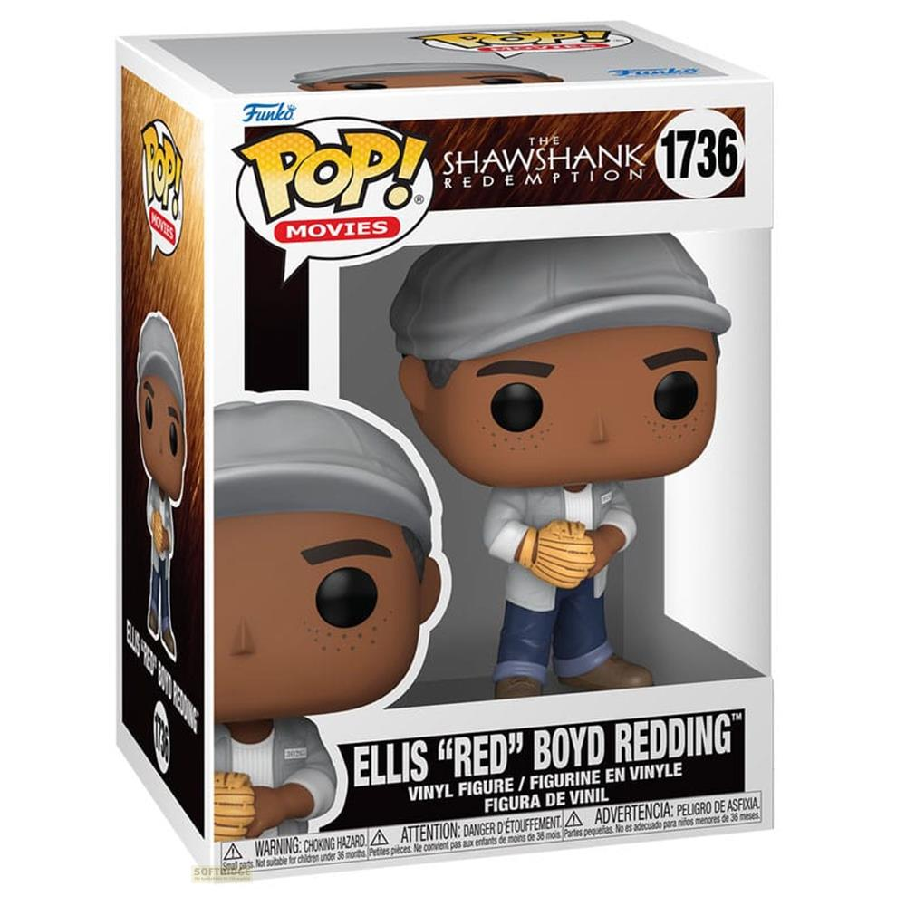 Figura Funko Pop de Ellis "Red" Redding de Cadena Perpetua. Lleva gorra y guante de béisbol.