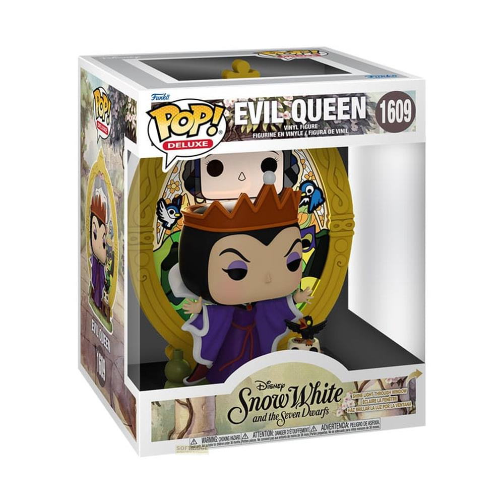 Figura Funko Pop! Deluxe de la Reina Malvada de Blancanieves con pájaro. Marco dorado.