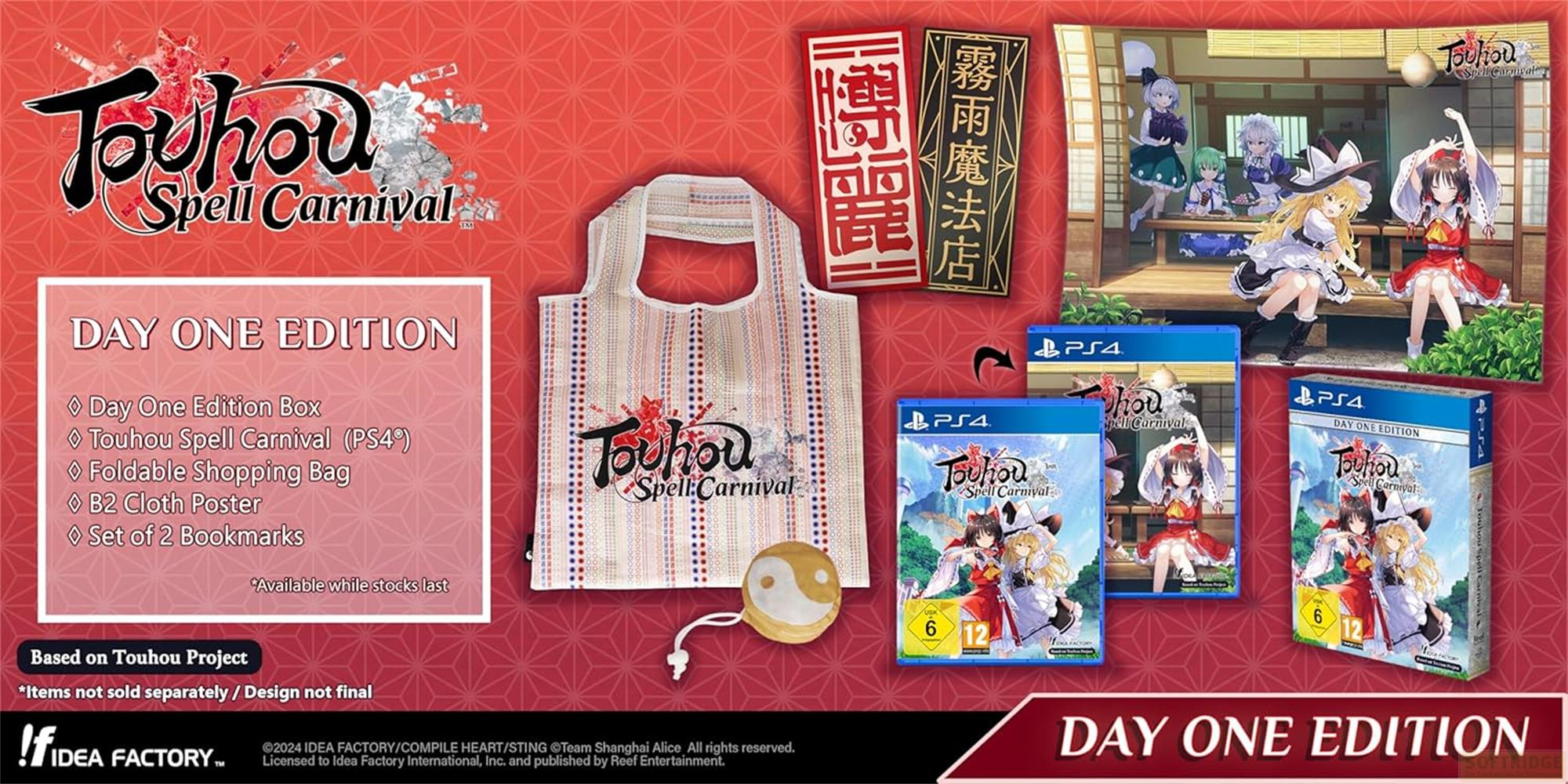 Das Touhou Spell Carnival Day One Edition PS4-Bundle enthält Spiele, Tasche, Poster & Lesezeichen.
