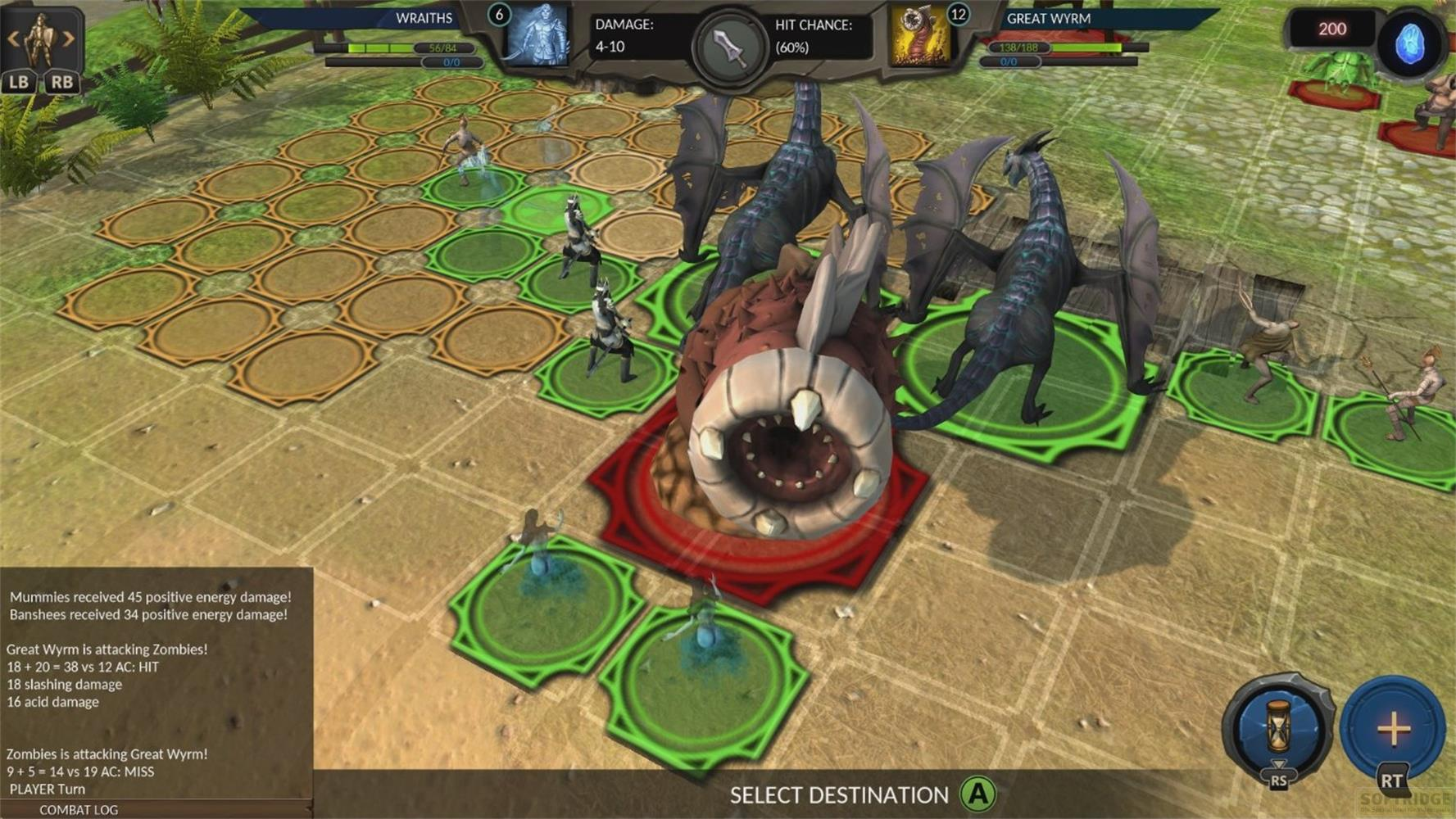 Un jeu de stratégie au tour par tour sur une grille. Dragons et monstres combattent.