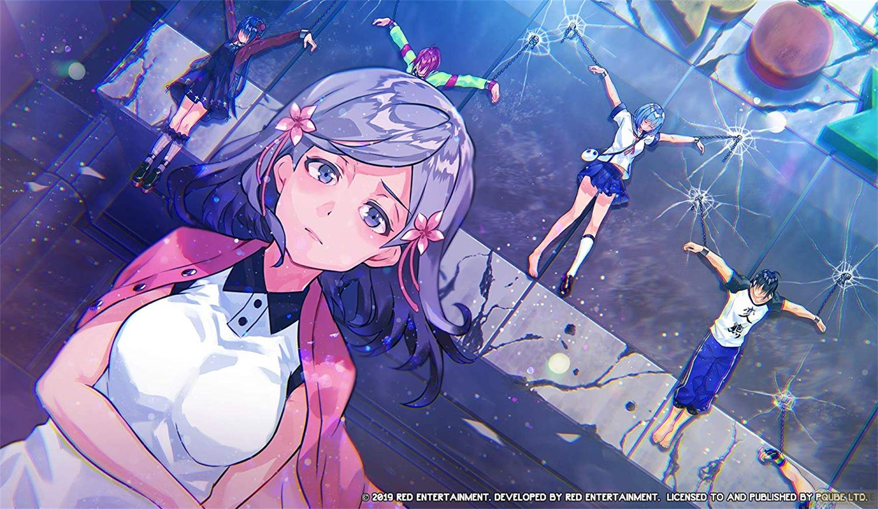 Personaggi anime incatenati. Il personaggio principale è in primo piano.