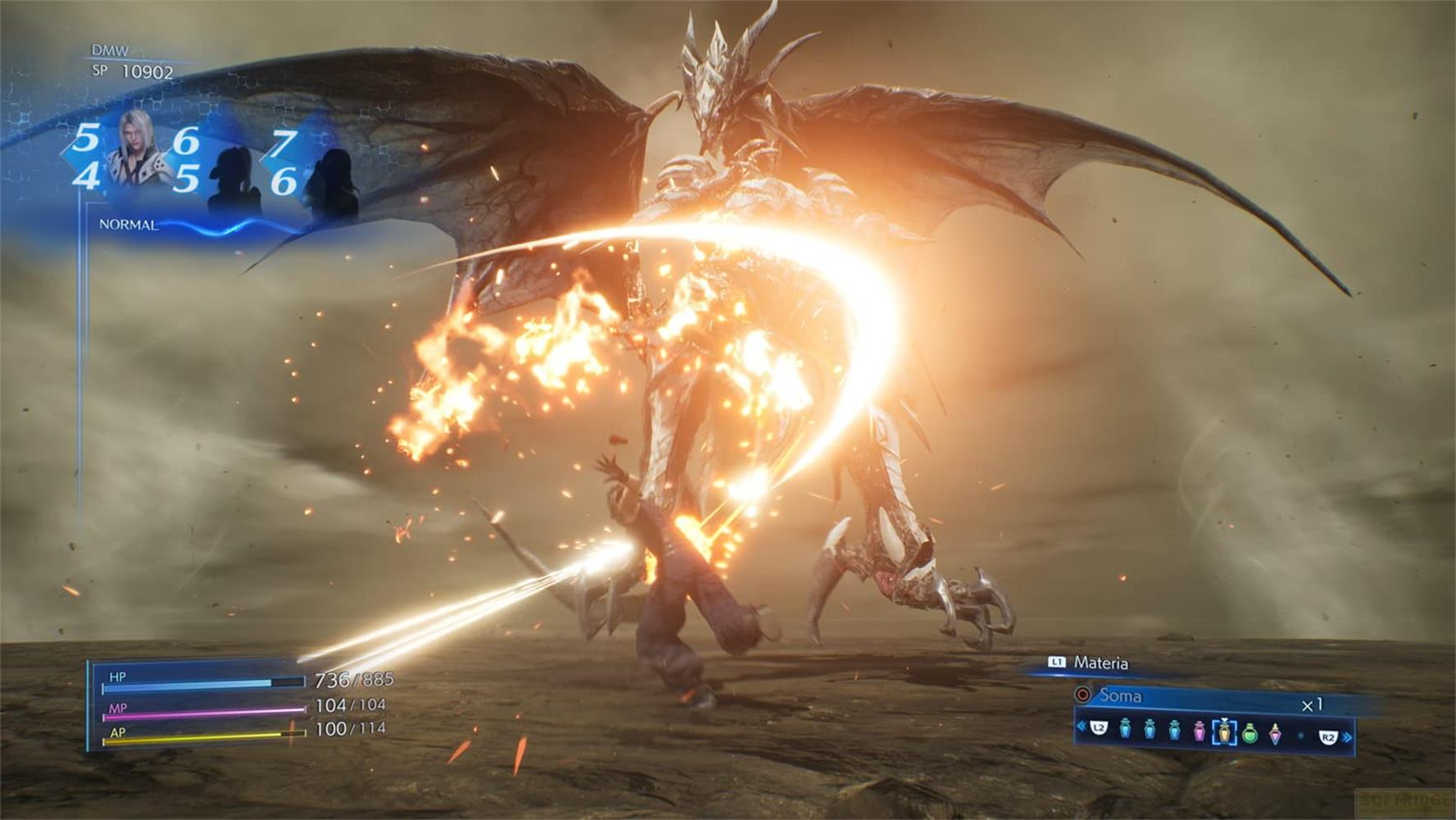 Ein Mann kämpft gegen einen Drachen, der Feuer speit, mit einem Schwert.