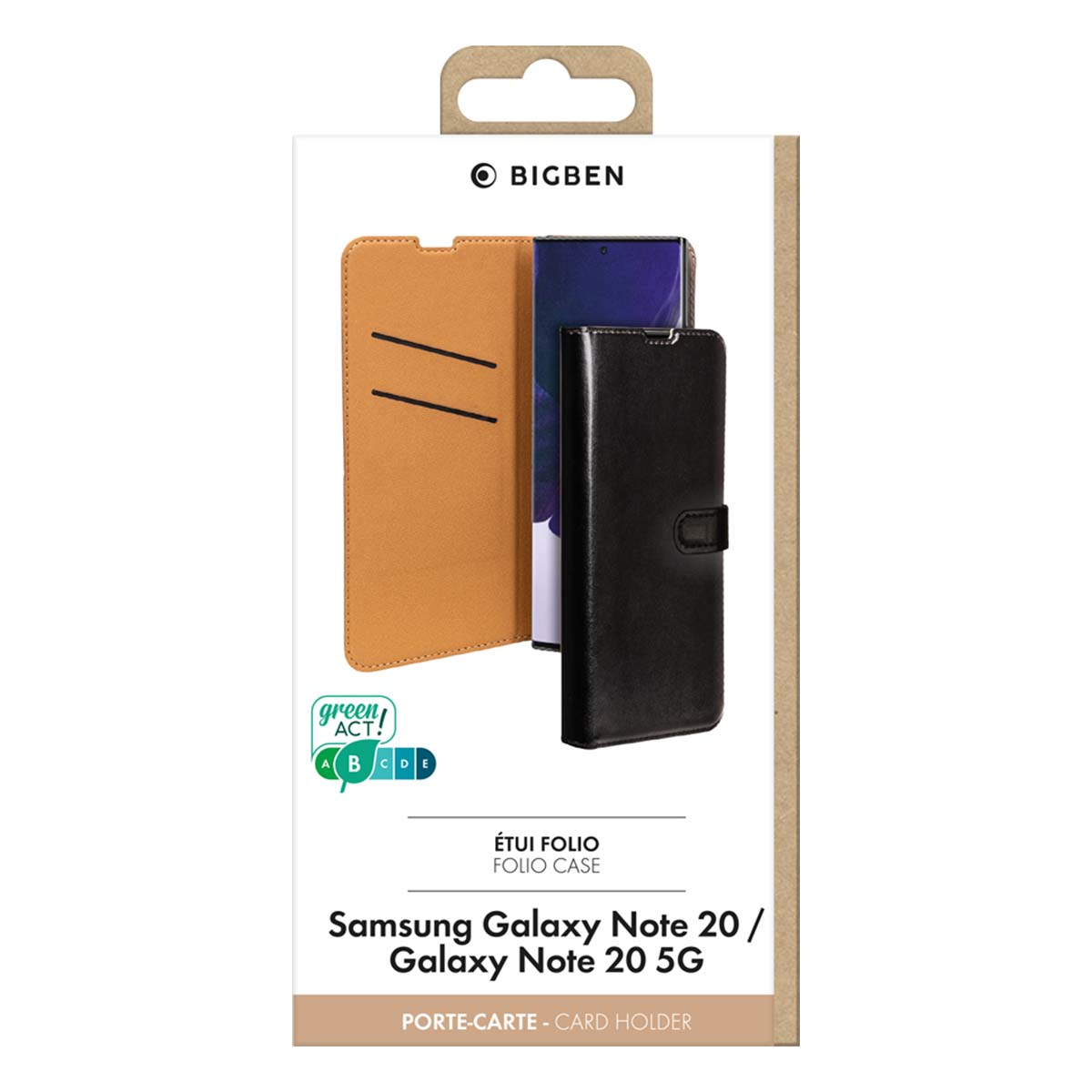 Custodia Bigben per Samsung Galaxy Note 20/5G, marrone e nera.