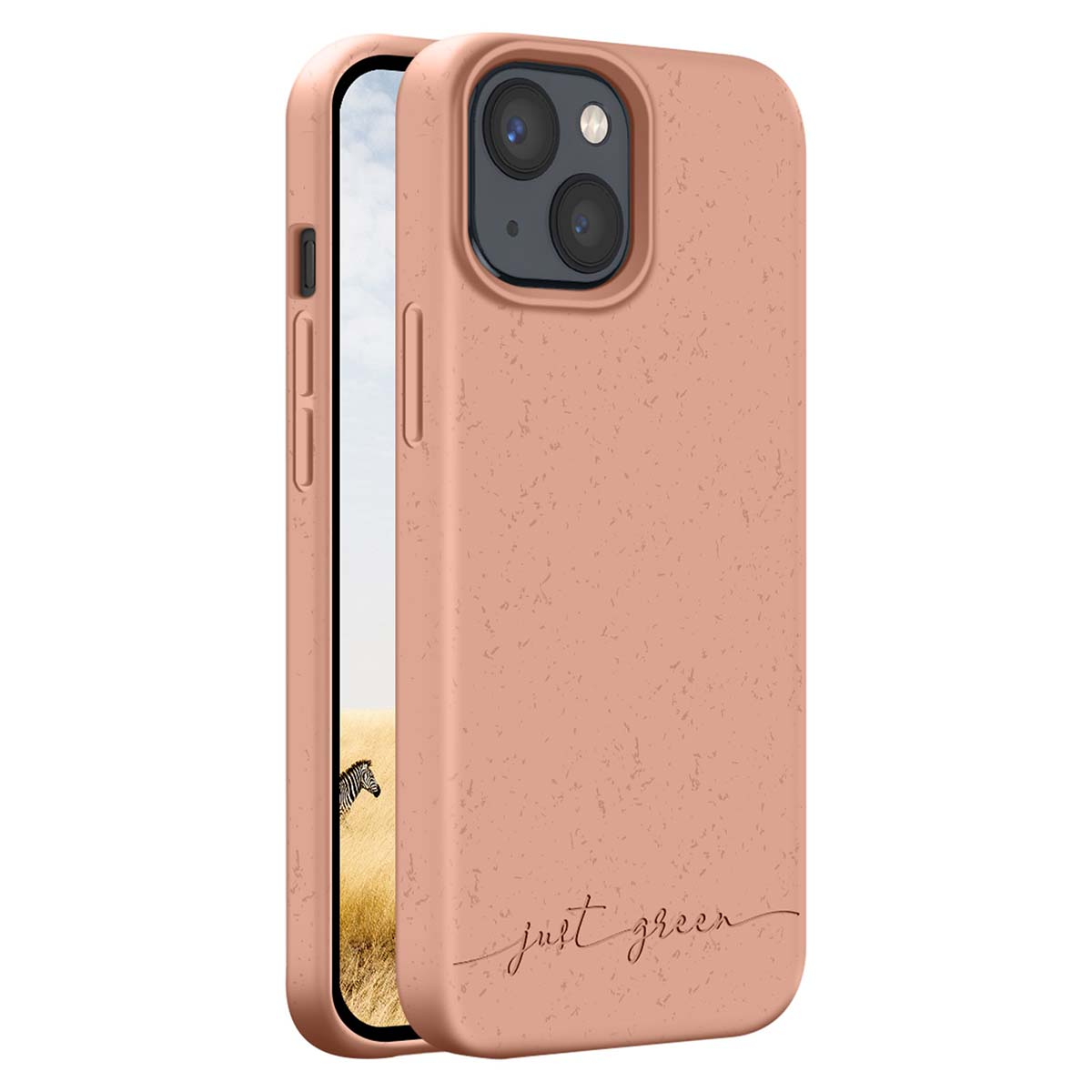 Una cover rosa testurizzata con una zebra visibile sullo schermo.
