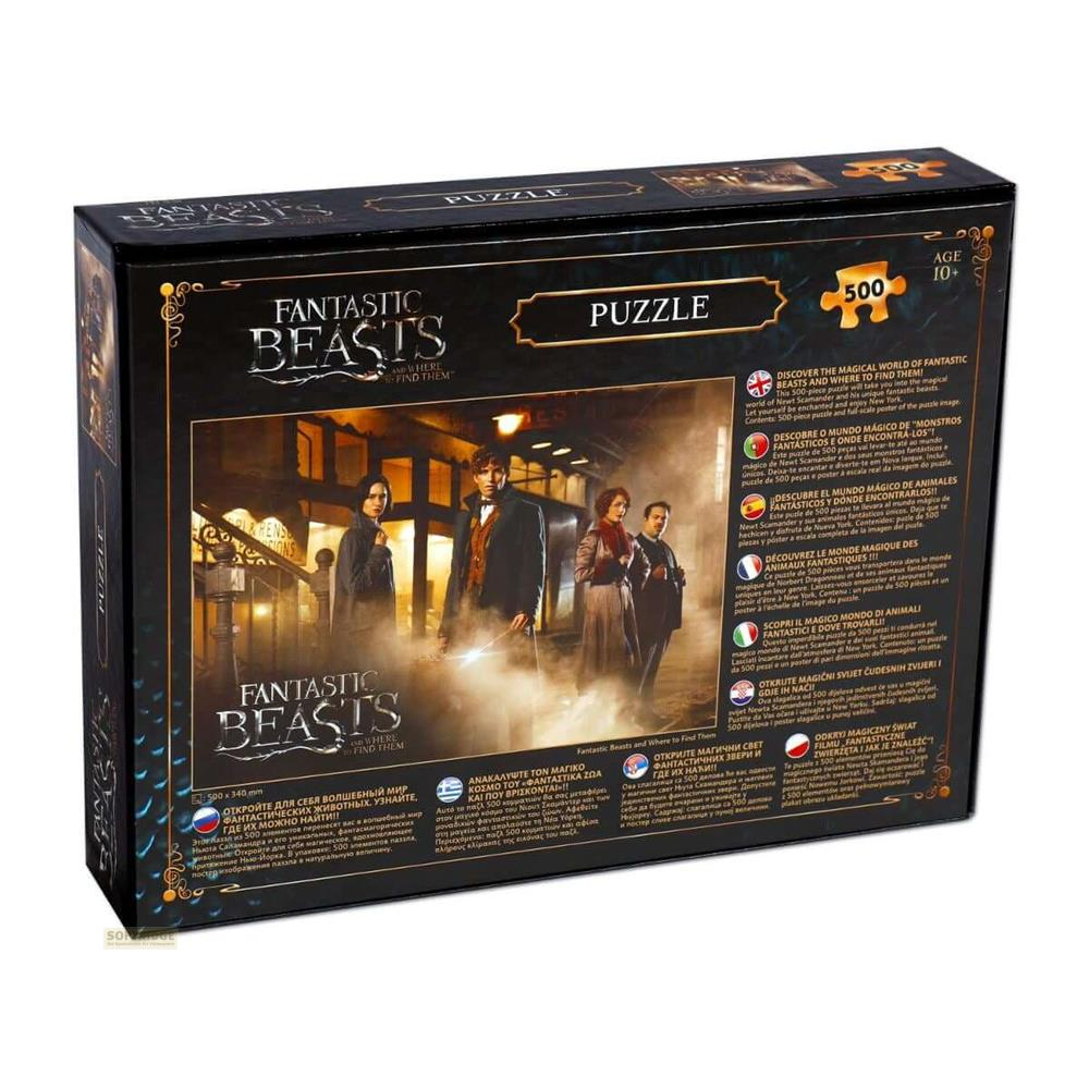Verpackung des "Fantastic Beasts" 500-Teile-Puzzles mit Charakteren und Titel.