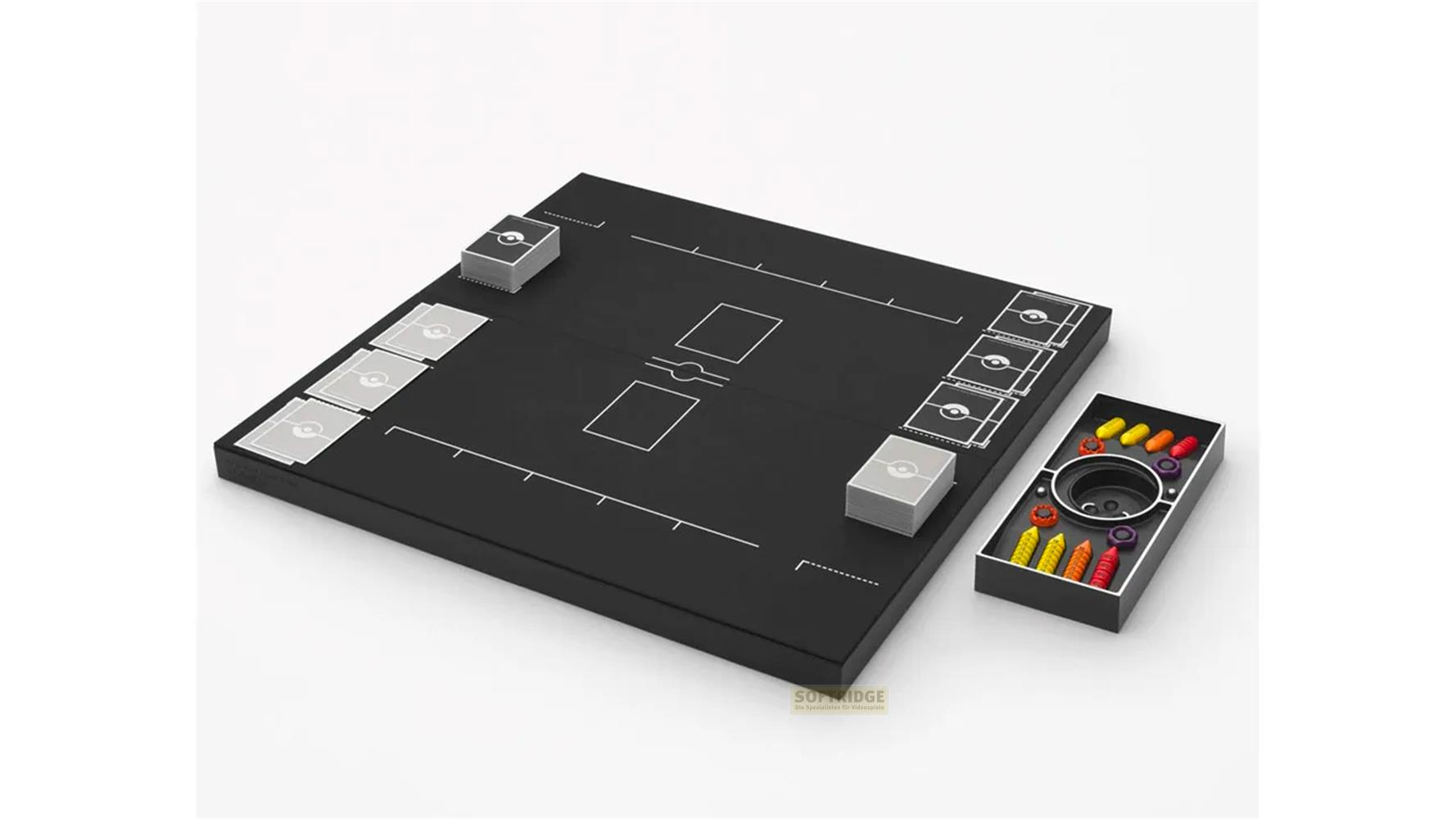 Un plateau de jeu avec des cartes et des pions