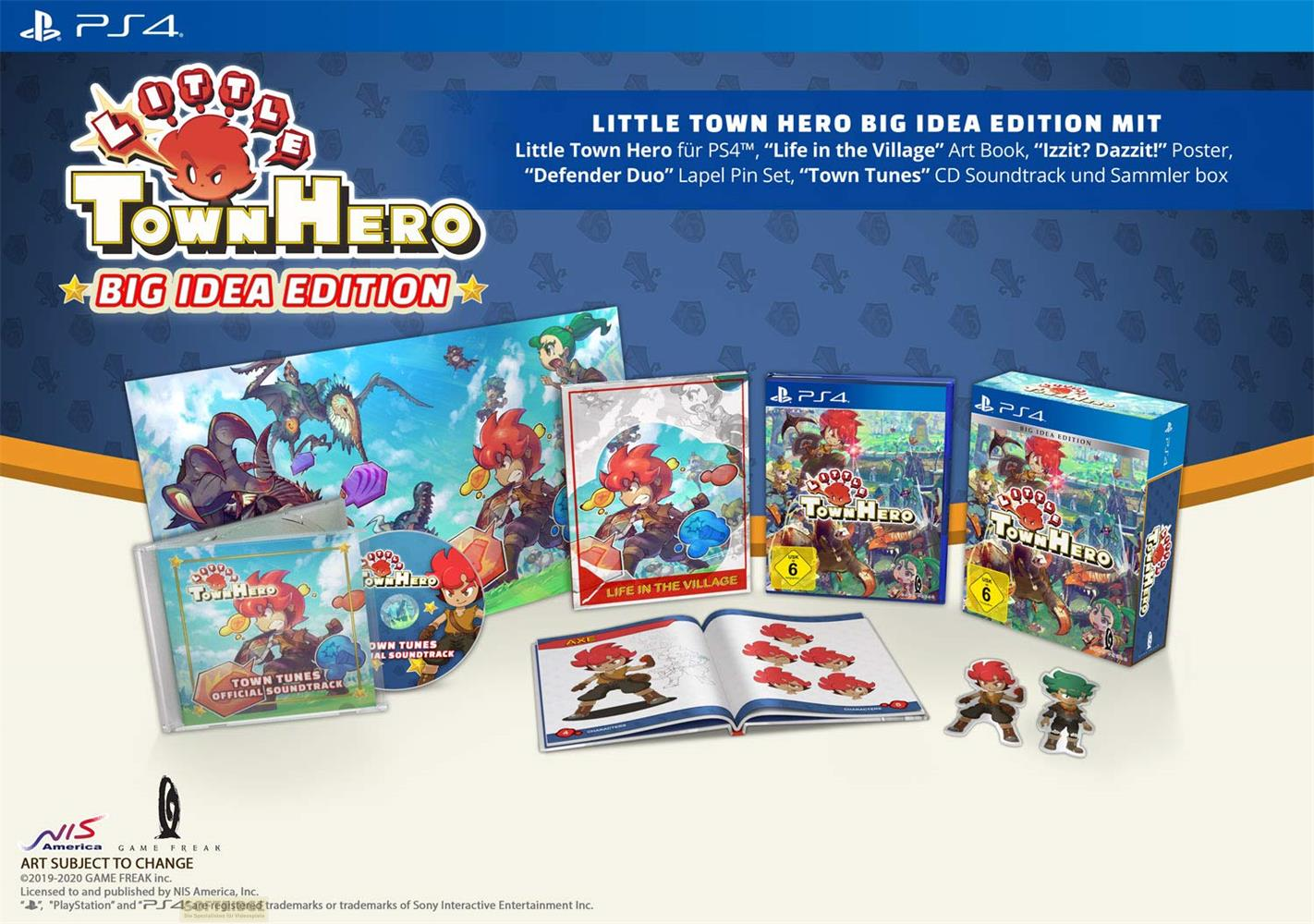 Little Town Hero Big Idea Edition für PS4 mit Artbook, Poster, Soundtrack und Figuren.
