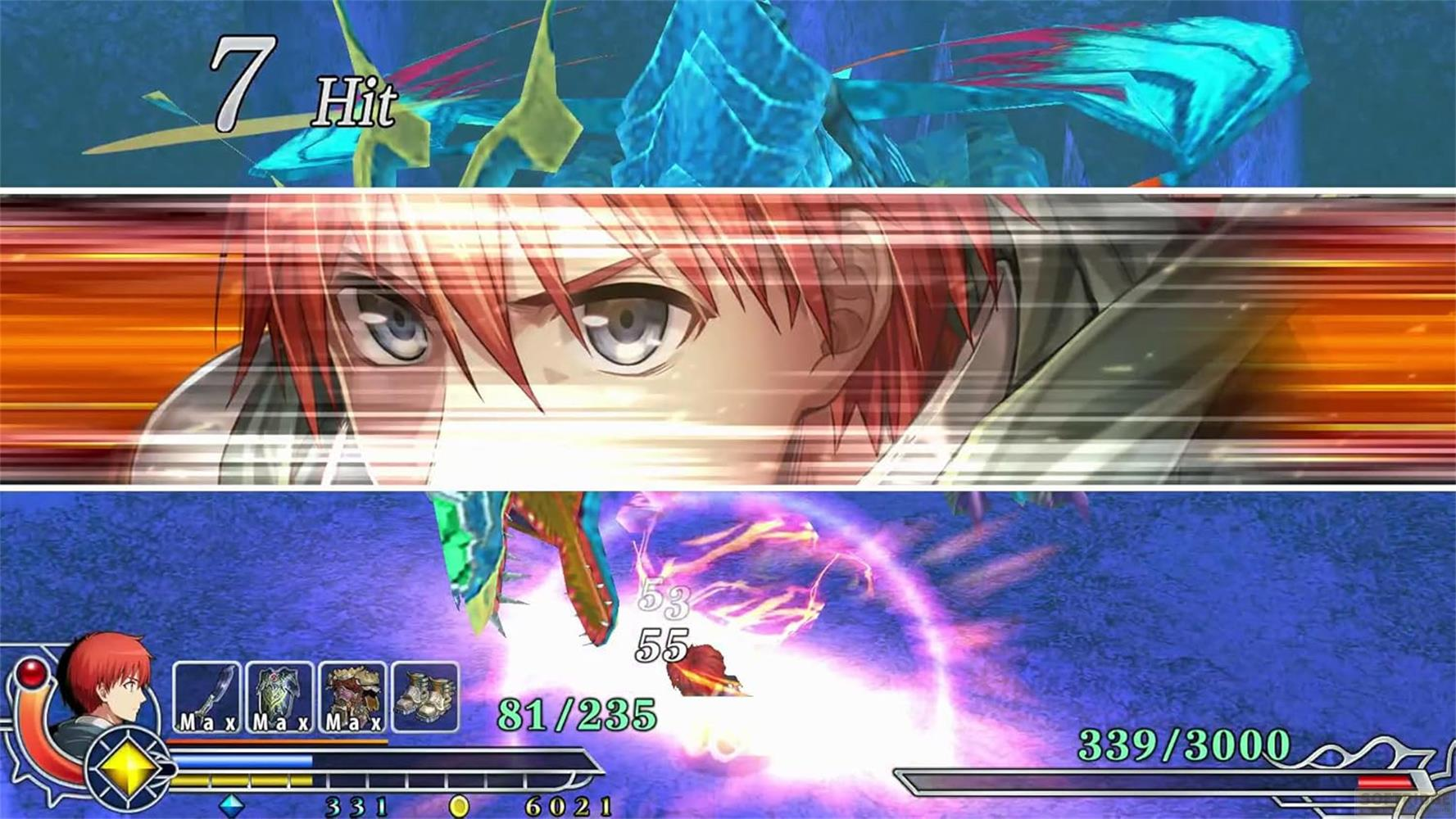 Personaggio anime che combatte una creatura con attacchi magici.