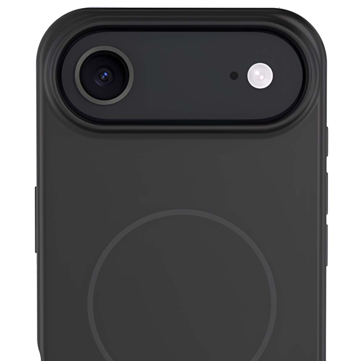 Parte trasera de un smartphone negro con módulo de cámara y flash.