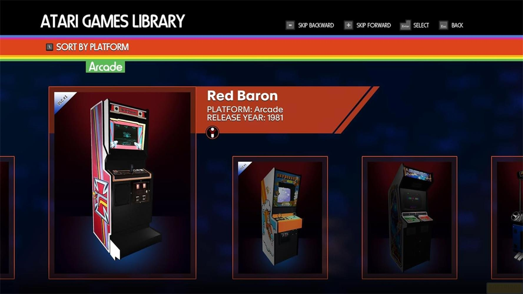 Atari Games Library, rote Arcade-Kabine mit 