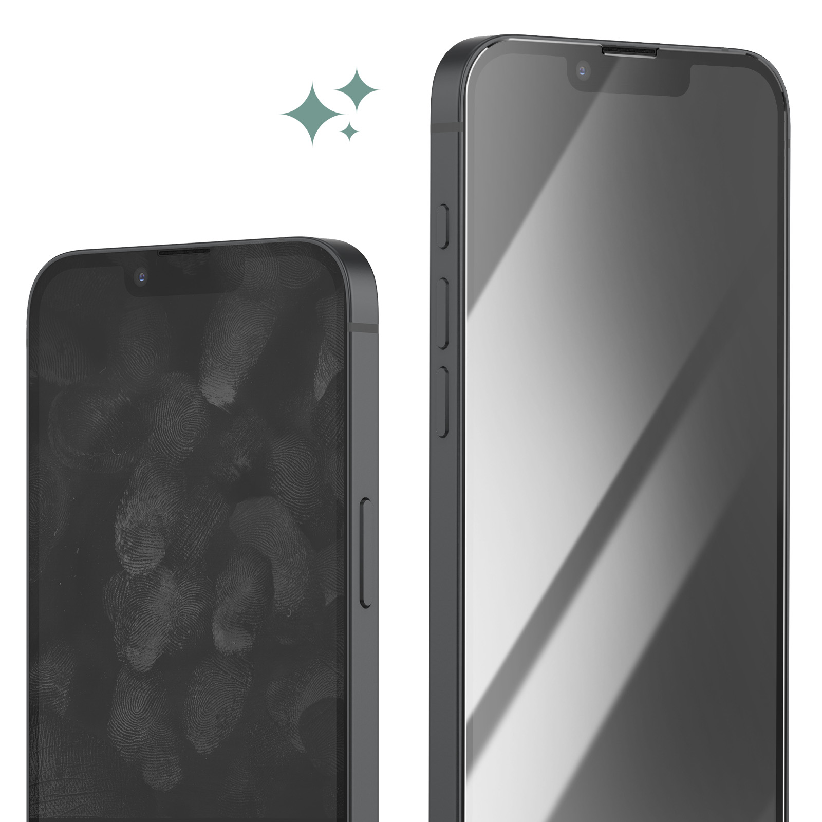 Due smartphone, uno con impronte digitali, l'altro pulito e lucido.