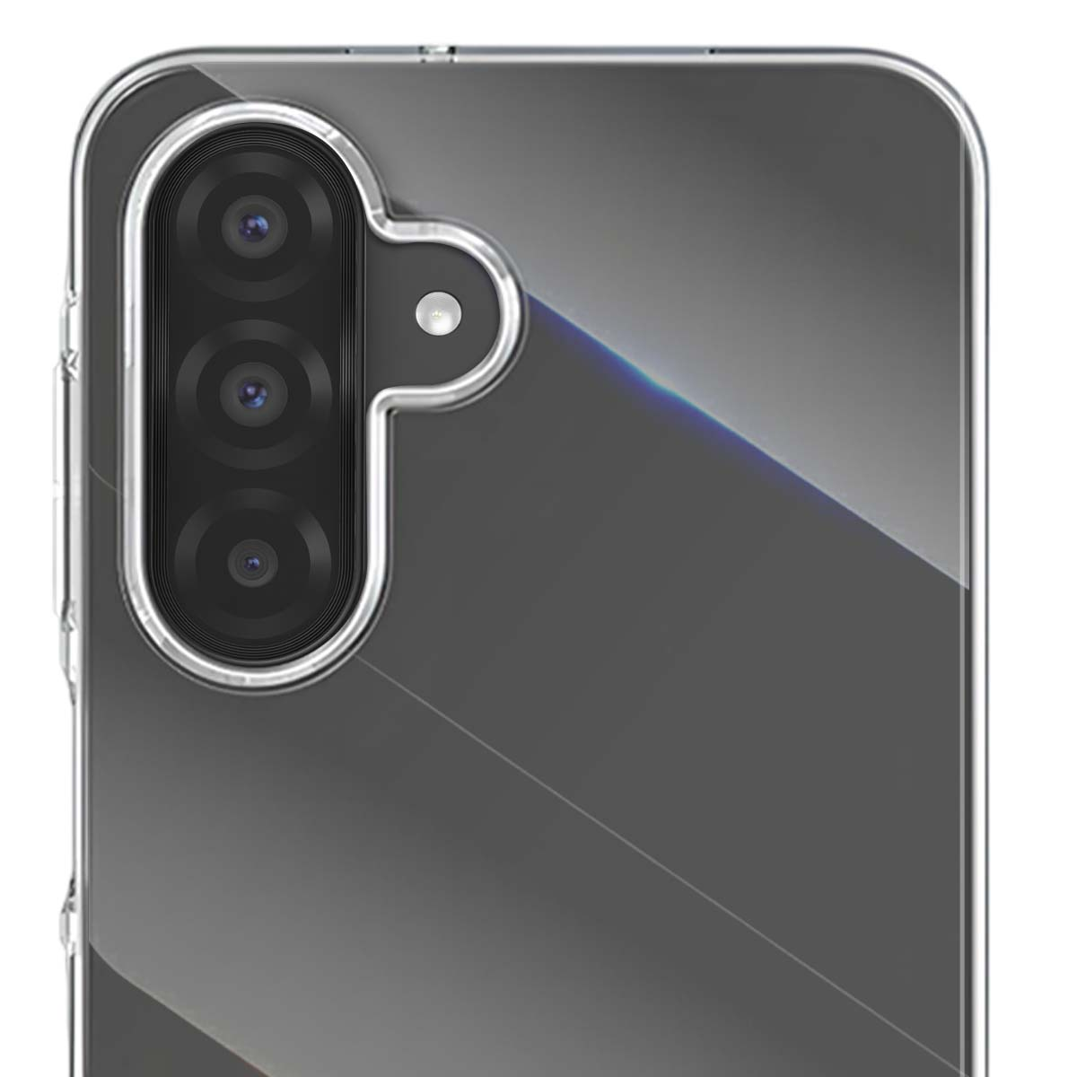 Primo piano di un modulo fotocamera per smartphone con tre obiettivi.