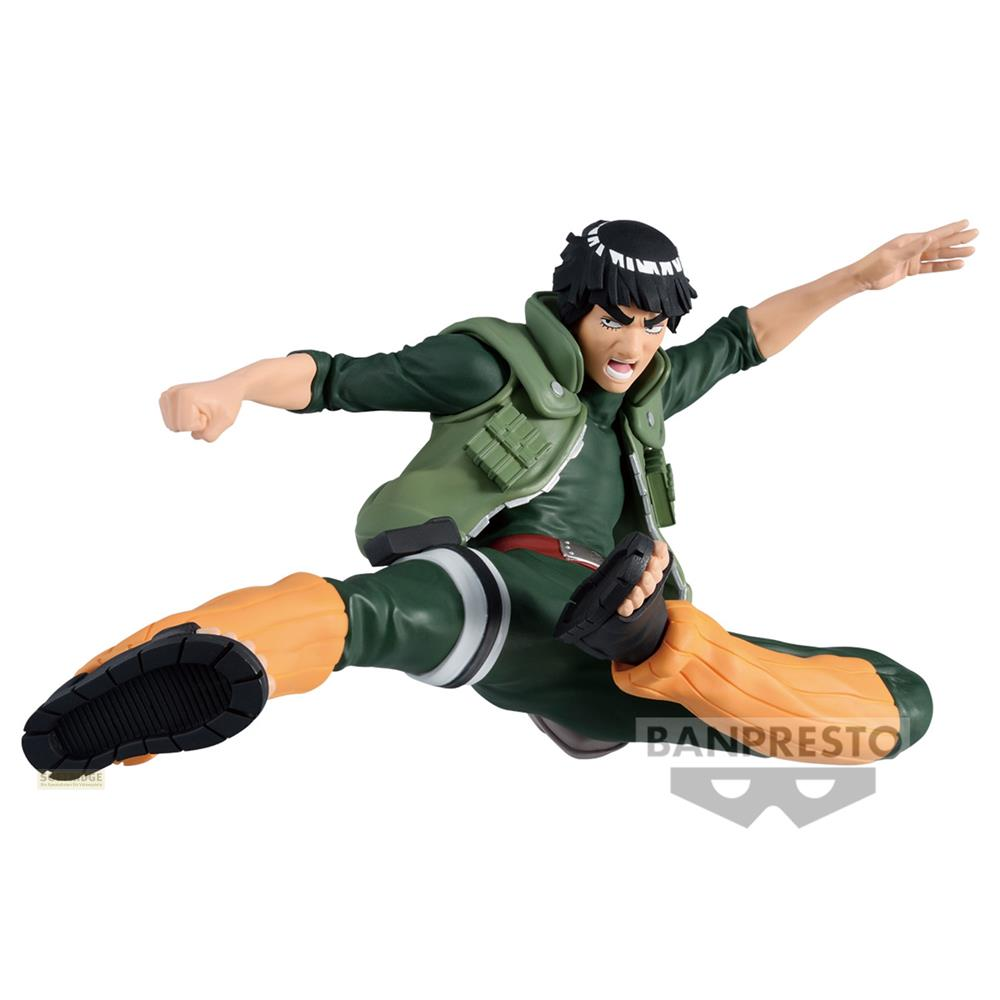 Una figura de acción vestida de verde salta hacia adelante.