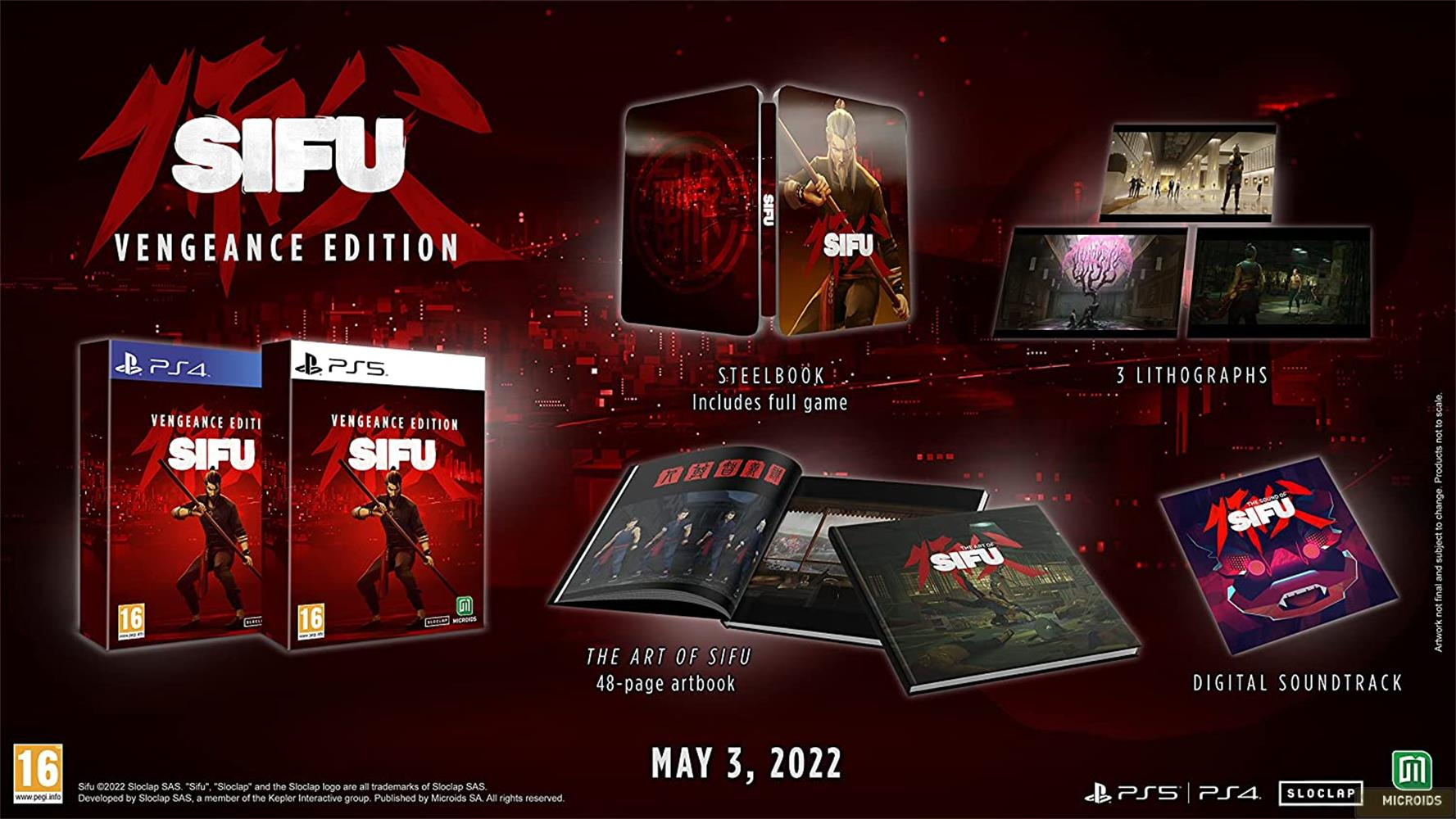 SIFU Vengeance Edition-Inhalt: Steelbook, Artbook, Lithografien, Soundtrack.