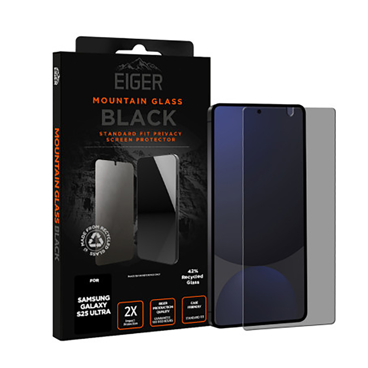 Protezione schermo Eiger Mountain Glass Black per Samsung Galaxy S25 Ultra.
